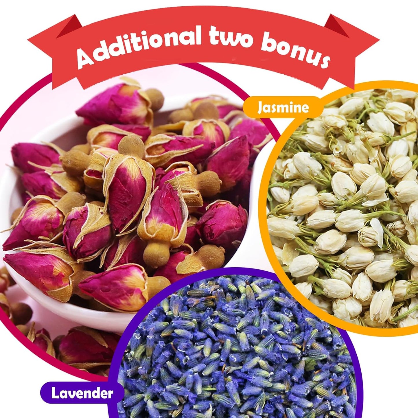 TEARELAE - Premium Dried Rose Buds - 100% Pure Natural Dried Roses Edible Flowers 3oz/85g - Culinary Rosebud for Rose Tea, Baking, Candle Making, Soap Making and Handicraft