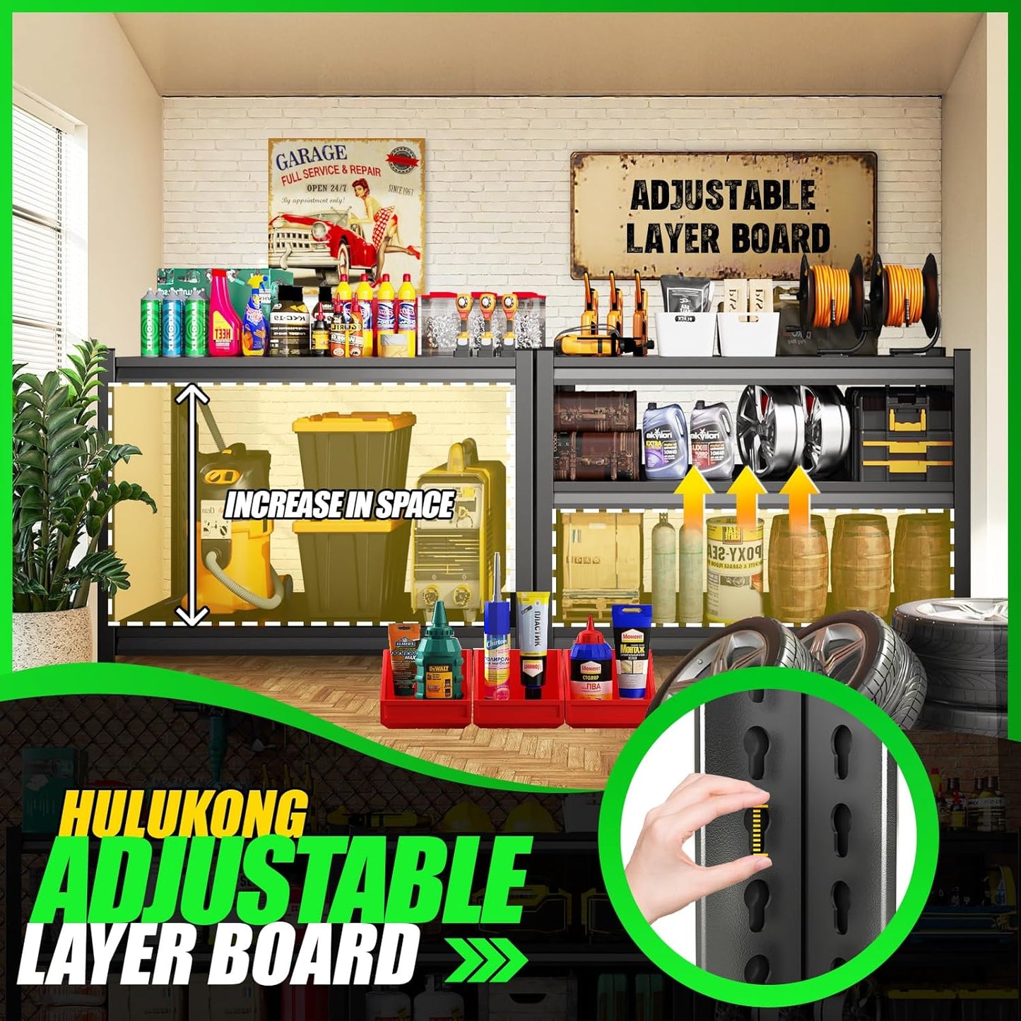 Garage Shelving 2500lb Heavy Duty Shelving Adjustable Metal Shelvings Garage Storage Shelves 5 Tier Utility Shelvin Unit Metal Shelf Rack for Basement Industrial Black 72''H*35.4''W*15.7''D,2 Pack