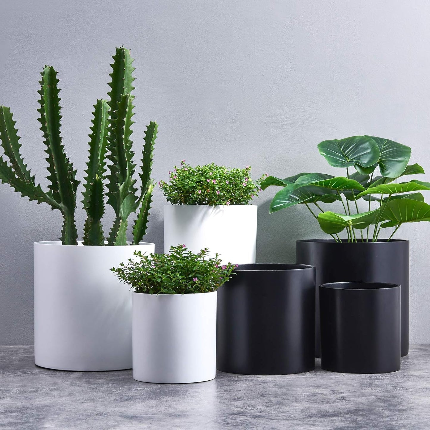 FaithLand Plant Pot 12 inch - Perfectly Fits Mid-Century Modern Plant Stand - Drainage Plug and Drainage Mesh Screen - Matte White