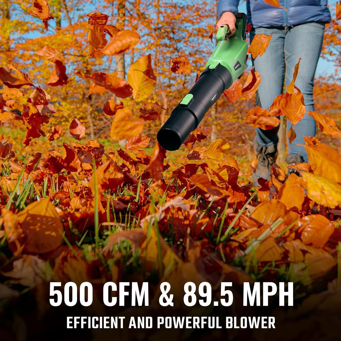 WORKPROX Leaf Blower Cordless, 20V Electric Blower with 4.0Ah Type-C Charging Battery, 89.5MPH 500CFM, Lightweight Handheld Mini Blowers for Lawn Care, Patio Cleaning, Dust, Blowing Leaves