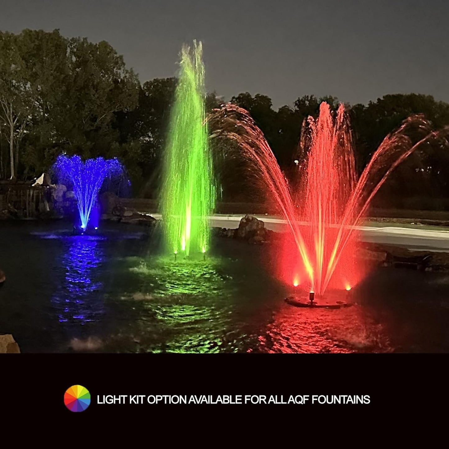 HALF OFF PONDS Floating Fountain – 1/2 HP Pond Aerator, 100' Cord – 6,100 GPH Water Pump – 9 Spray Patterns - Color-Changing LED Lights & Control Box - for Ponds & Water Gardens