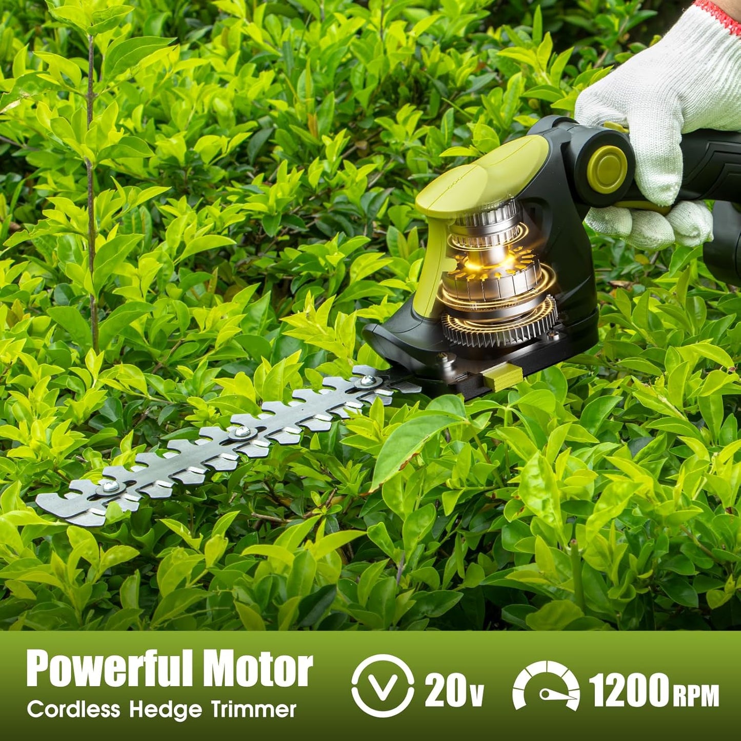 Hedge Trimmer Cordless for DEWALT 20V MAX Battery, 1200RPM Grass Trimmer Electric Hedge Trimmer, 2 in 1 Design, Perfect for Yard, Garden, and Lawn Care(Battery Not Included) (Green)