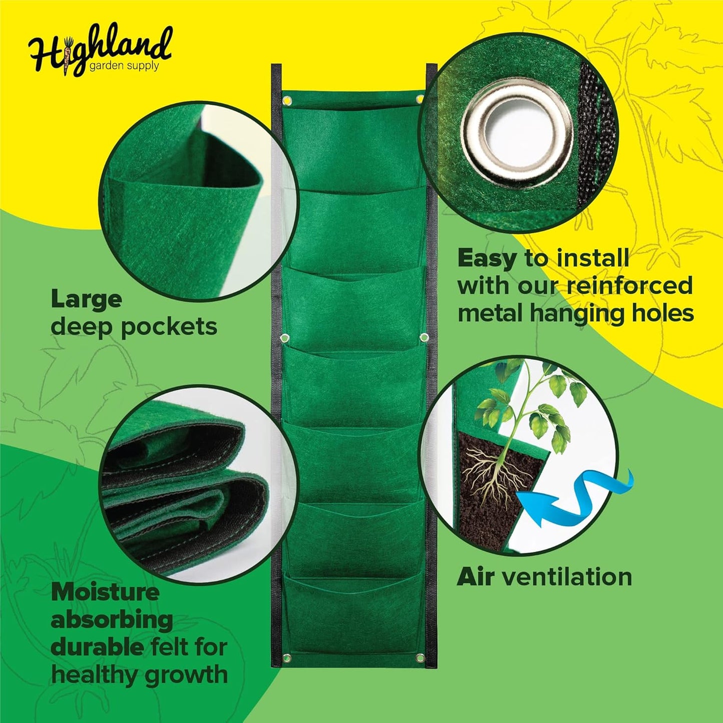 Hanging Vertical Garden Planter 7 Bag Flower Pouch Living Wall Planter Indoor Hanging Herb Garden Wall Plant Pocket