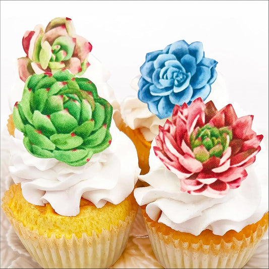Edible Wafer Succulents - Cake and Cupcake Toppers, Decoration Premium Crafted in the USA