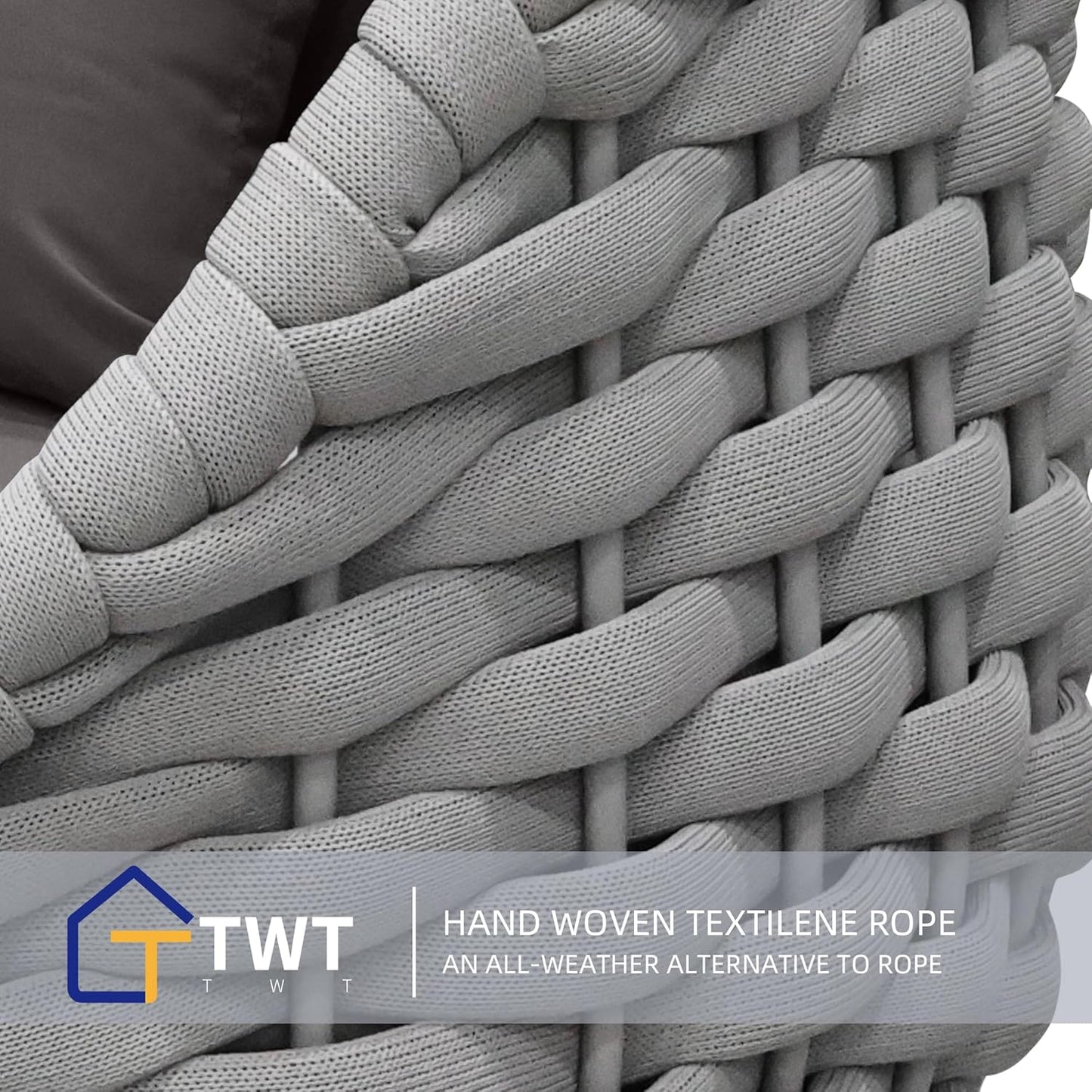 TWT 4 Pieces Aluminum Patio Furniture Set, Modern Outdoor Patio Furniture with Coffee Table, No Assembly Required Outdoor Conversation Set with Dark Grey Cushions for Balcony, Porch, Lawn