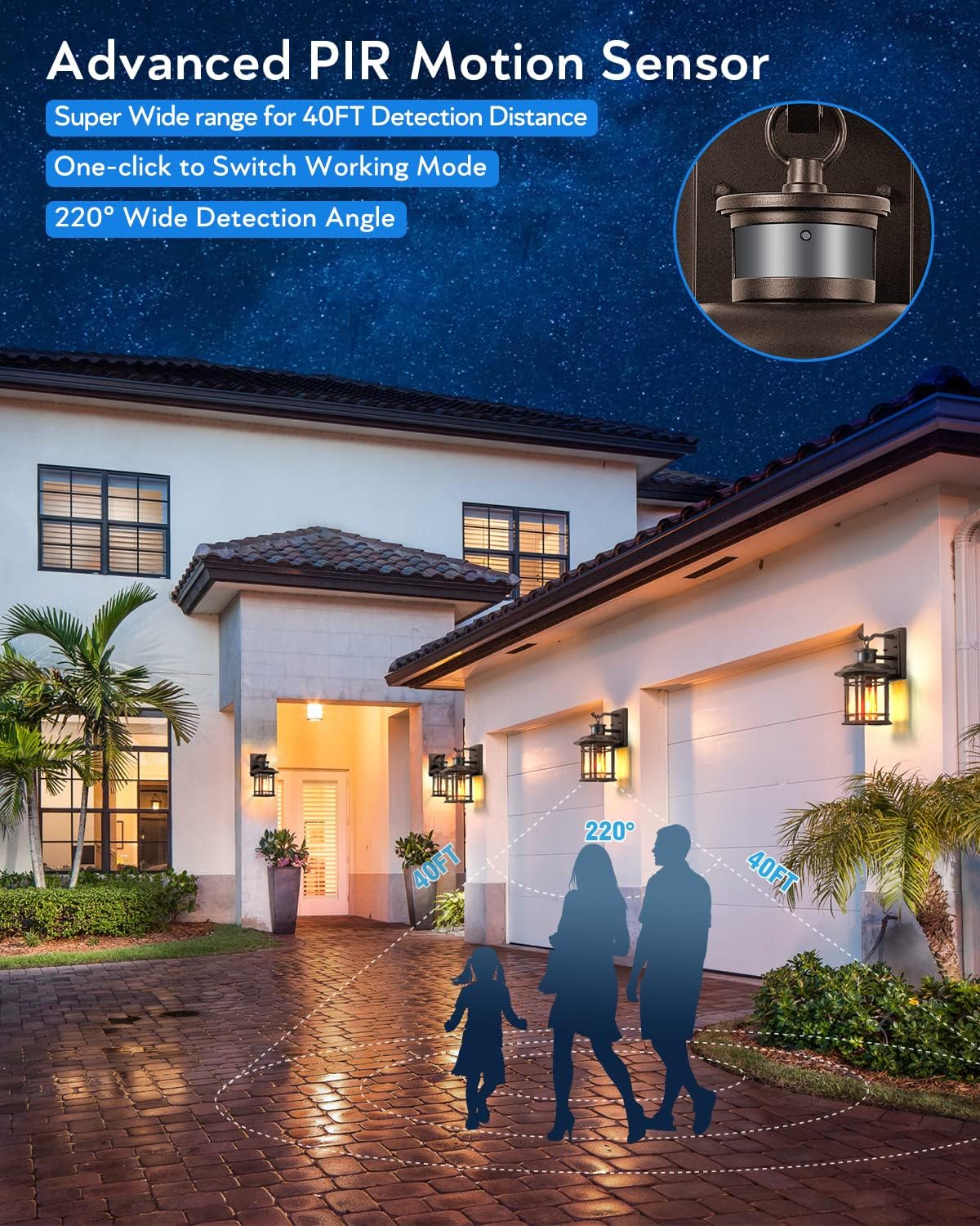 VIANIS Brown Motion Sensor Outdoor Light Fixture, Dusk to Dawn Exterior Lights for House, Waterproof, Anti-Rust Outdoor Sconce Lights for House, Doorway, Garage, Oil Rubbed Bronze