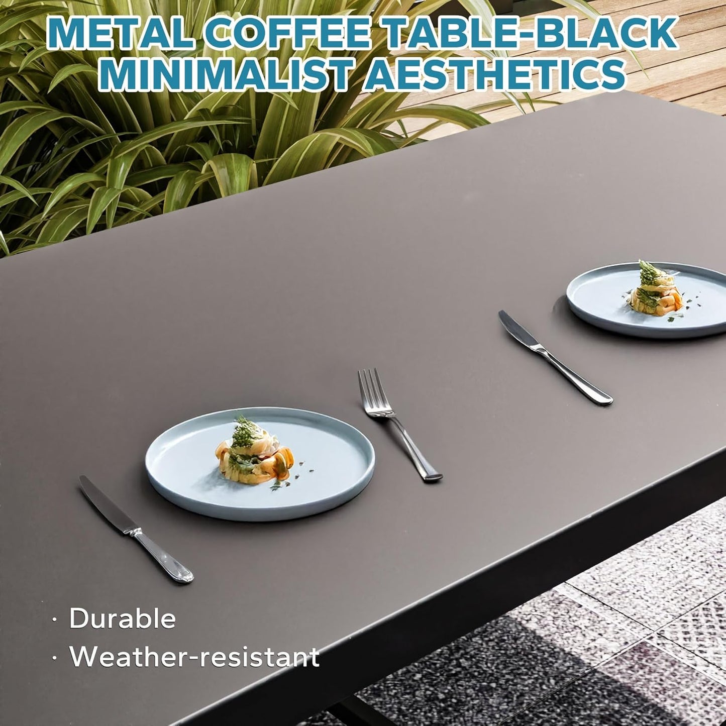 4 Pieces Outdoor Conversation Furniture Set, 55" Patio Couch，47" Metal Coffee Table, 2 Chairs, Rattan Wicker Sofa with Removable Cushions for Bistro, Deck (Beige)