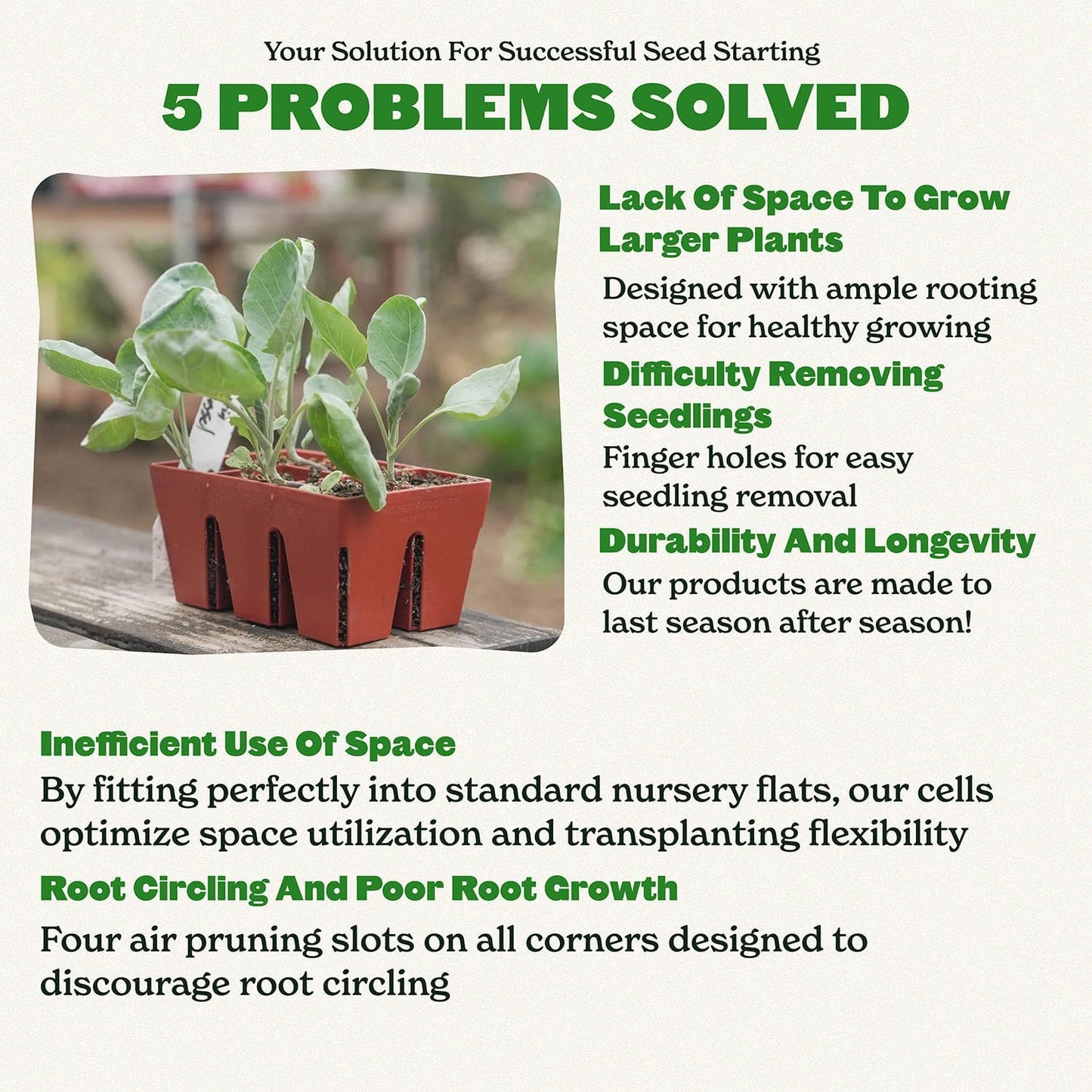 Epic Gardening Reusable Seed Starter Tray - 6 Cell/120 Seedling Starter Trays - Easy Watering, Indoor Greenhouse, Plant Starter, Gardener-Friendly for Seedlings | UV-Treated & BPA-Free - Terracotta