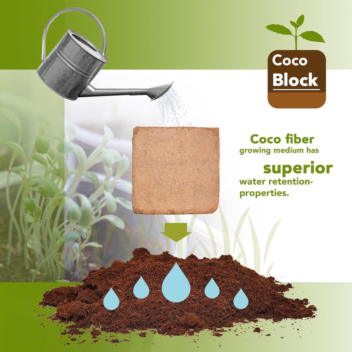 Home and Country Triple Washed Compressed Coco Coir Brick (20 LBS) - Coco Fiber is an Ideal Compost Starter for Your Home Garden. Coco Coir Bricks Provide Organic Alternative to Peat Moss for Plants.