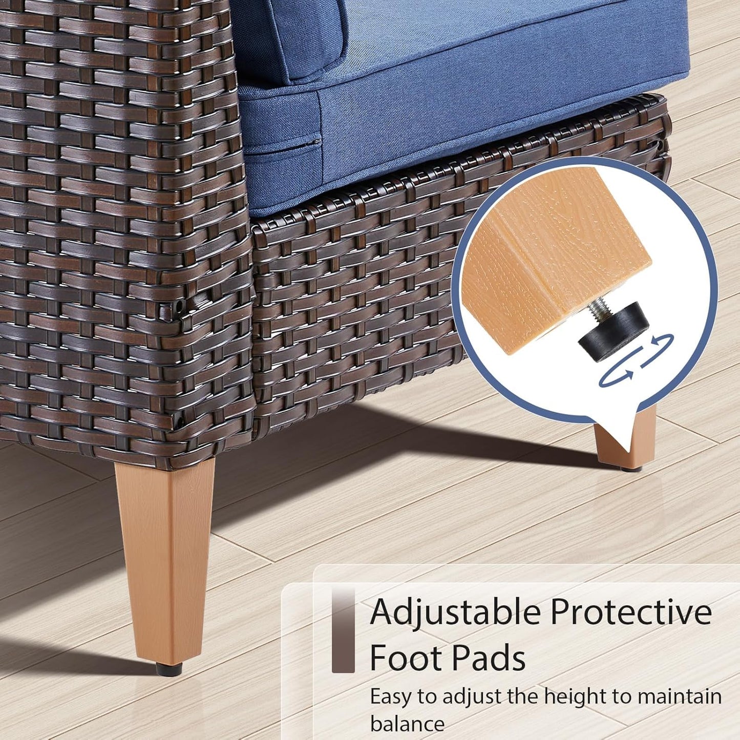 HUMMUH 8 Pieces Patio Furniture Set with Fire Pit,Outdoor Modular Sectional Couch Chairs with Table,All Weather PE Wicker Patio Conversation Sets for Deck Porch Backyard