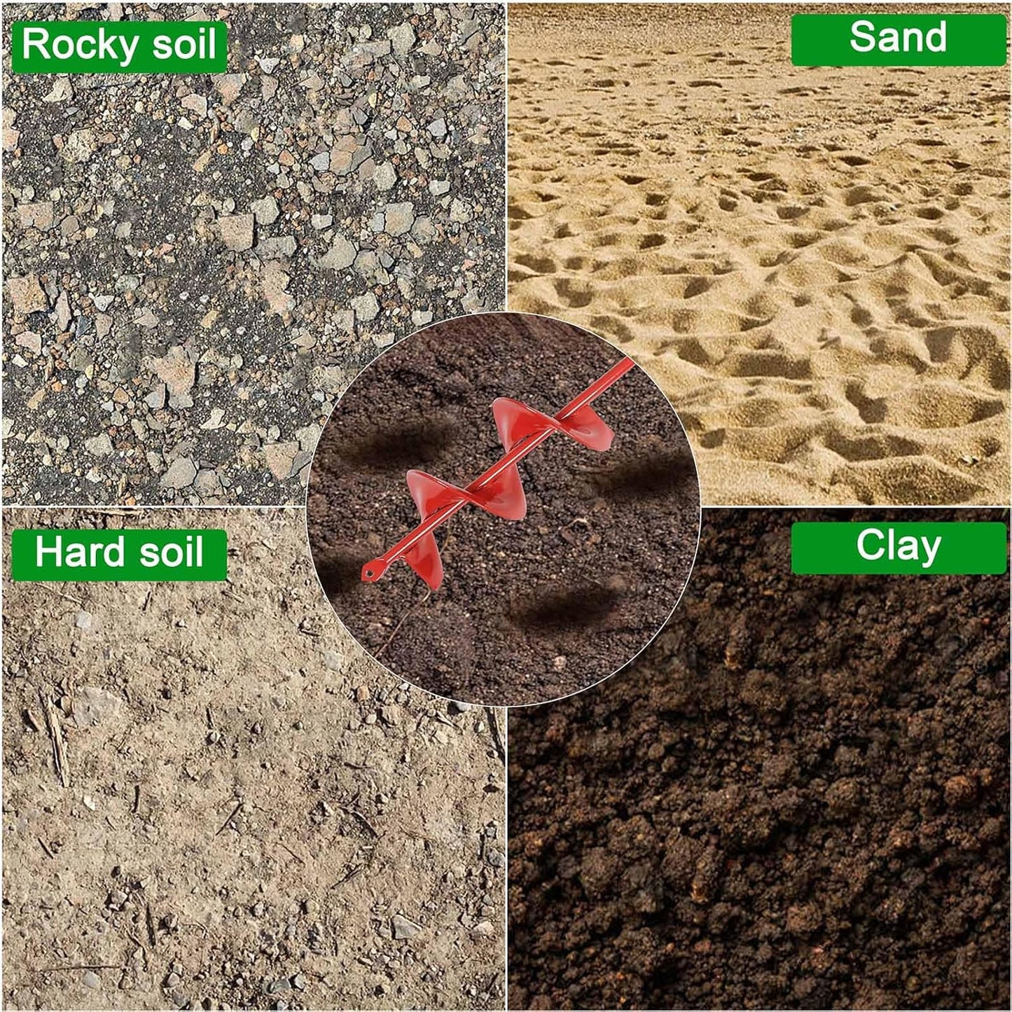 TCBWFY Auger Drill Bit for Planting 1.6x16.5inch Extended Length Garden Auger Spiral Drill Bit for Planting Bulbs Flowers,Post Hole Digger for 3/8”Hex Drill