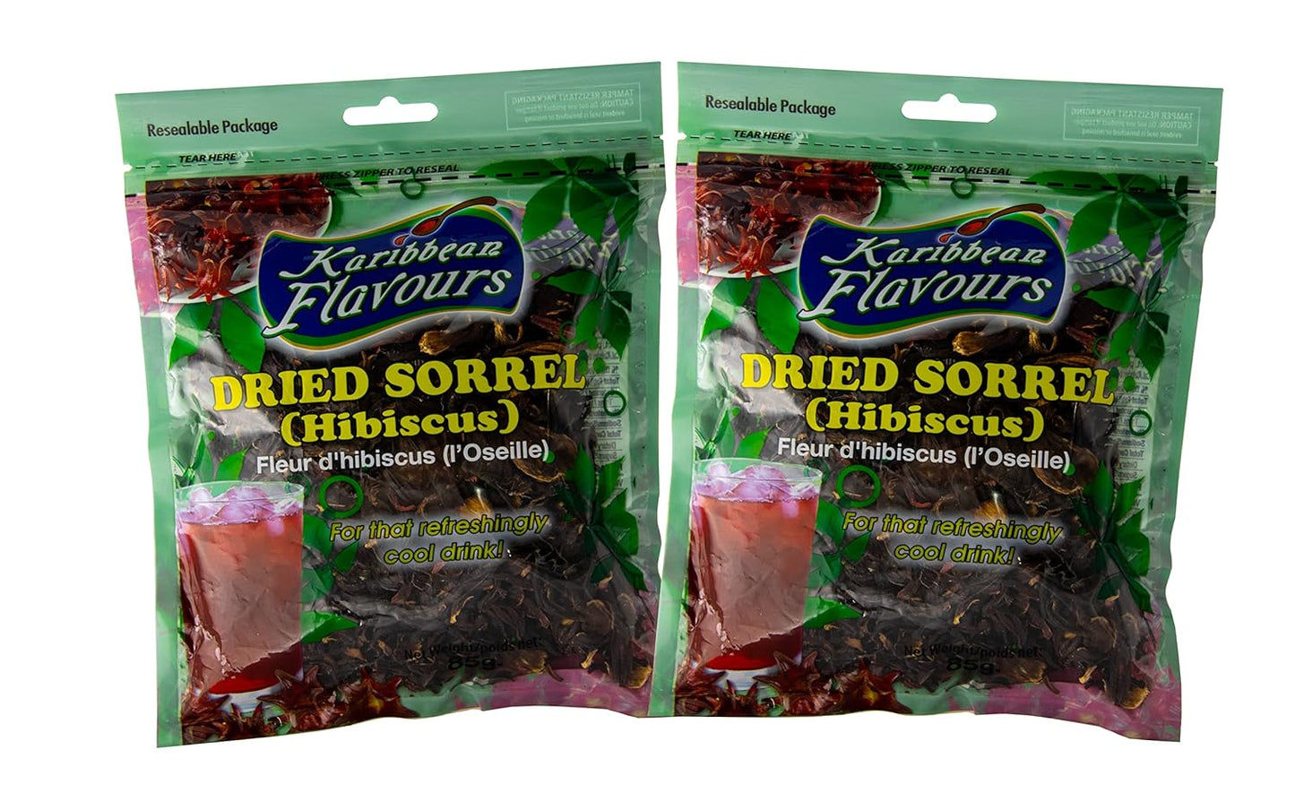 Sorrel Hibiscus Flowers (2 x 3Oz.) Herbal Tea Whole Petal 6 Oz - 100% Natural Dried Raw - Non GMO - Vegan - USFDA Inspected - Makes Refreshing Iced Tea Or Hot Tea