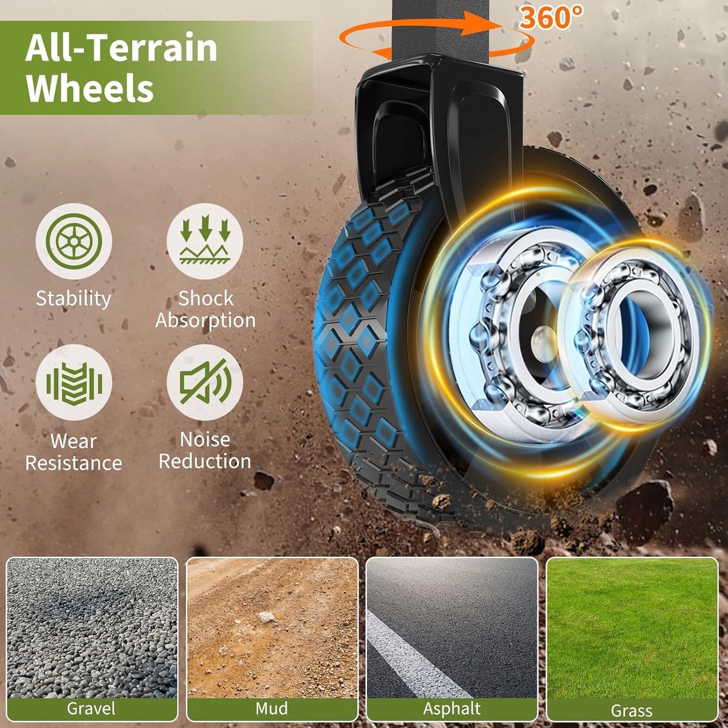 Foldable Wagon Cart, 380LBS Capacity Collapsible Wagon with All-Terrain Wheels, 220L Foldable Utility Cart & Grocery Cart on Wheels, Portable Lightweight 12LBS for Outdoor, Beach, Garden (Green)