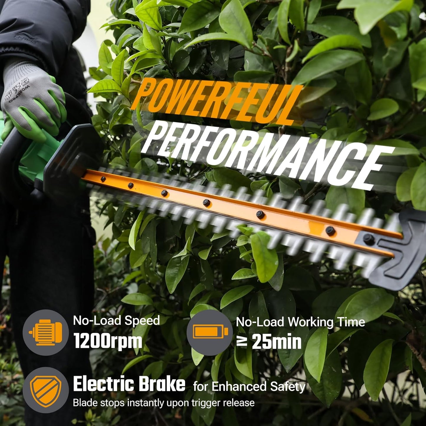 WORKPROX 20V Cordless Hedge Trimmer, Electric Bush Shrub Trimmer, 22" Dual-Action Blade and 3/4" Cutting Capacity with Safety Lock, Great for Garden, Yard, 2.0Ah Battery & Charging Cable Included