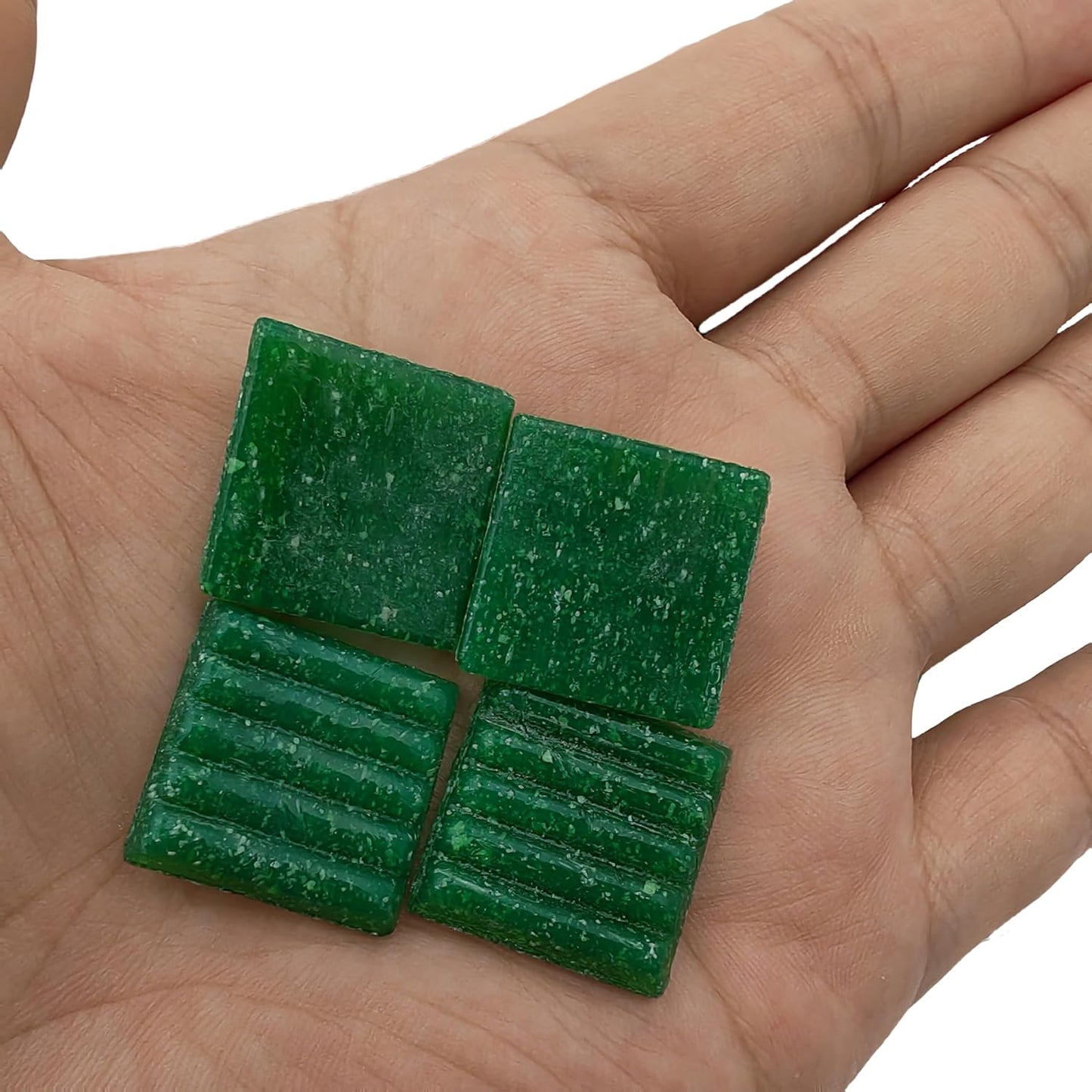3/4 inch Quartz Glass Mosaic Tiles for Crafts, 1.1 LB, Square Mosaic Pieces for DIY Picture, Home Mosaic Decoration (Green)