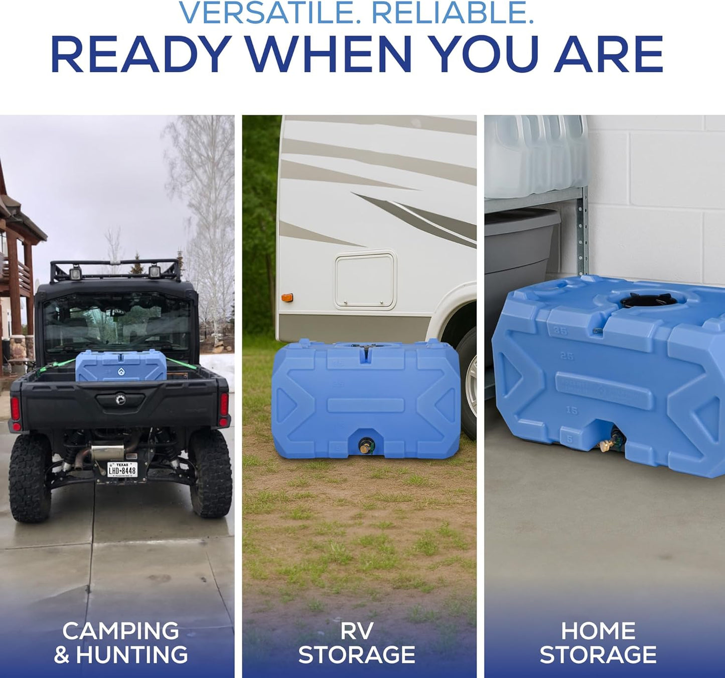 Exodus 35 Gallon Water Storage Tank by Rockwell Products | Emergency Water Storage Container | Stackable, BPA Free, Made in The USA