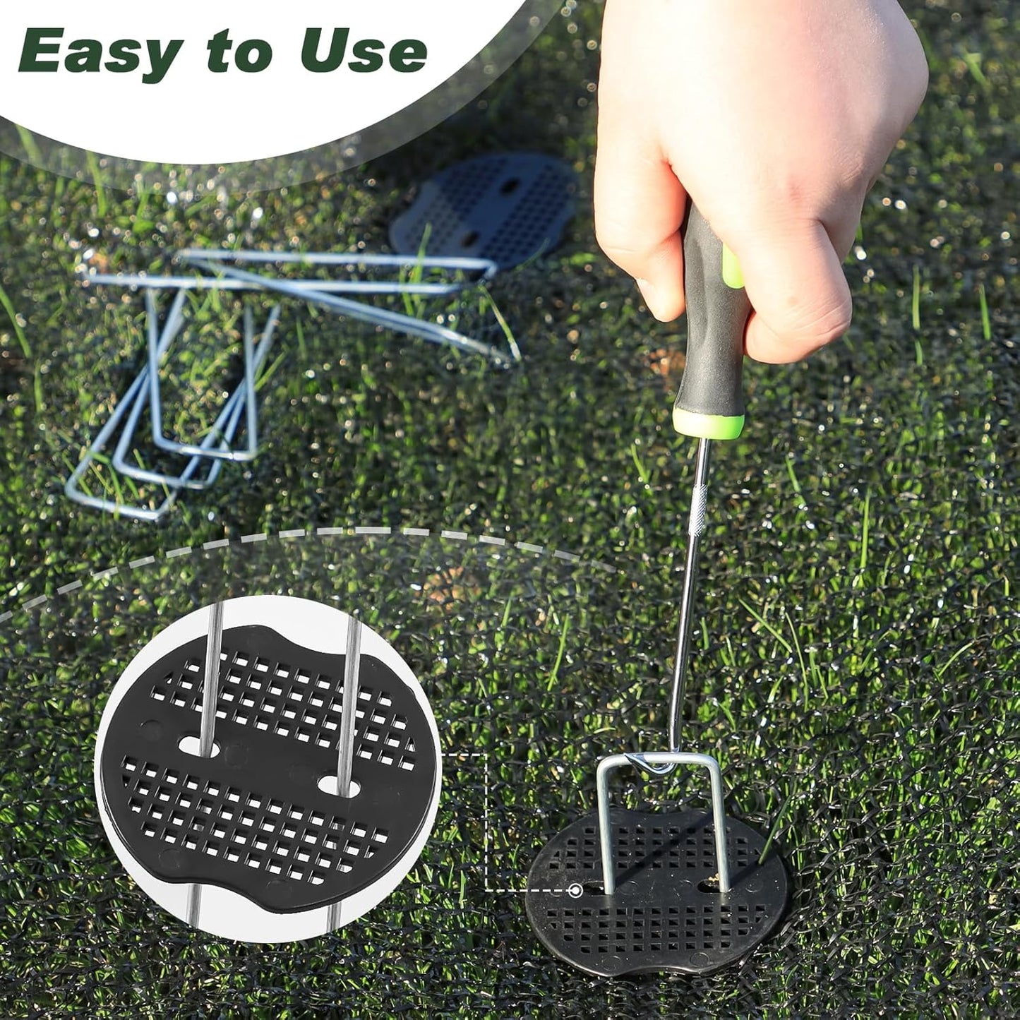 FEED GARDEN 6 Inch 200 Pcs Galvanized Landscape Staples 200 Pcs Gaskets Pick Hook Garden Stakes 11 Gauge Anti-Rust Landscaping Fabric SOD Pins U Shaped Yard Turf Stakes for Weed Barrier Fabric