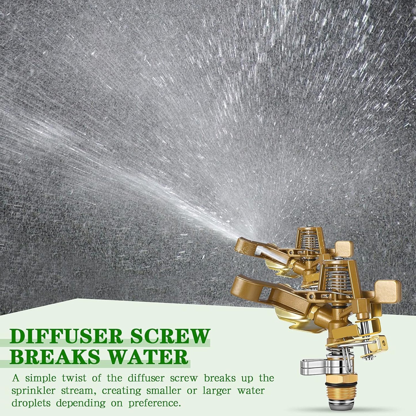 Ferraycle 3 Pieces 1/2 Inch Brass Impact Sprinkler Head with Nozzles Heavy Duty Adjustable 0-360 Degrees Impulse Sprinkler Head Lawn Watering for Yard Irrigation