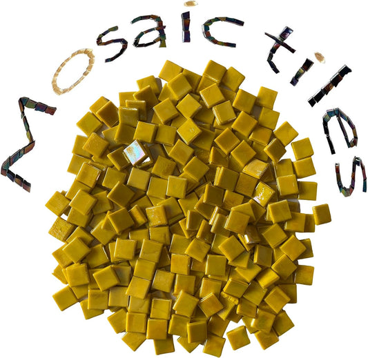 SMEIINIK 1.1lb Bulk Single Iridescent Color Mosaic Tiles for Crafts, Glass Pieces for Puzzles, Stained Glass for DIY, Making Supplies (WJ90-36)