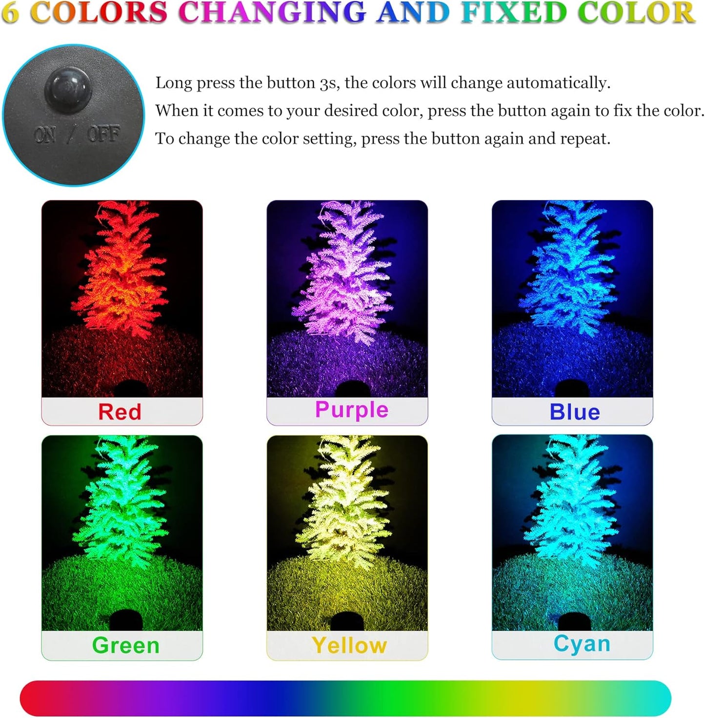 Solar Spot Lights Outdoor, Solar Color Changing RGB Landscape Lighting Waterproof Auto ON/Off Adjustable Garden Lights for Yard, Garden, Driveway, Pool, Lawn (6-in-1)