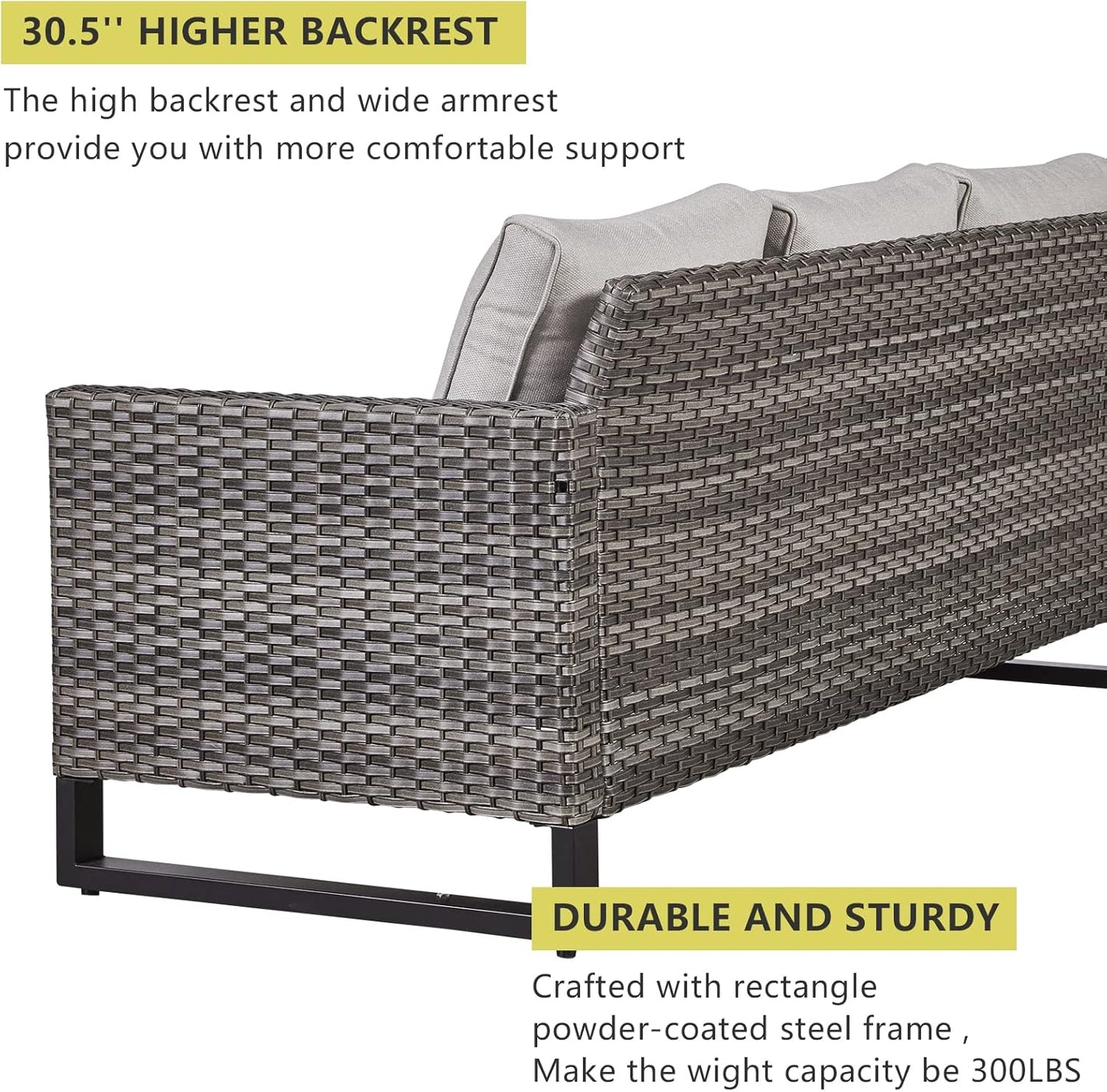 HUMMUH 6 Piece Patio Furniture Set Outdoor Sectional Sofa,PE Wicker Patio Swivel Rocker Chairs with Ottomans Side Table for Porch,Garden,Backyard