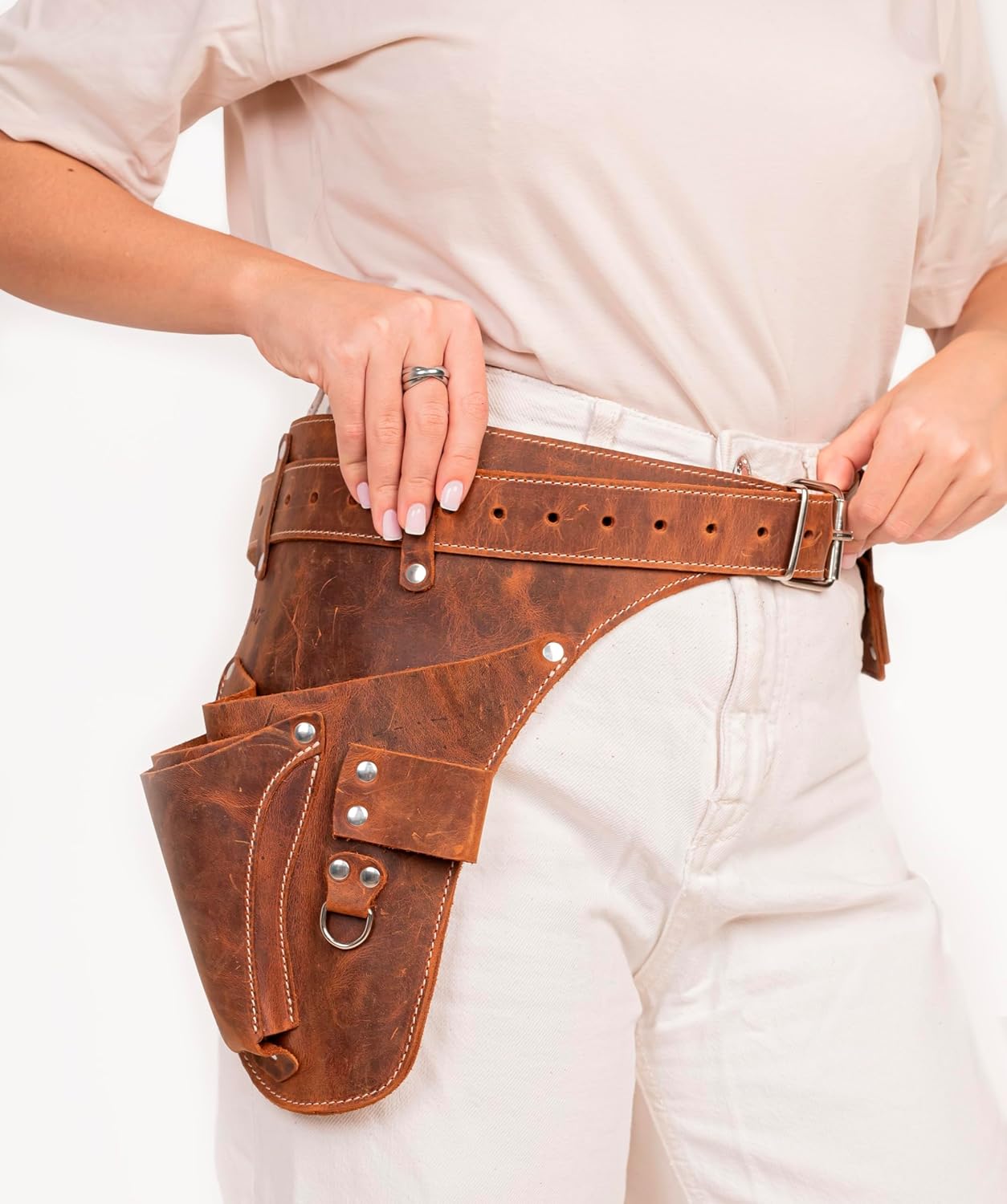 Garden Florist Tool Belt for Men | Leather Tool Belt for Women | Handmade Belt for Gardener, Electrician, and Carpenter | Leather Florist Belt (Brown CrazyHorse) (Brown crazy-horse, one size)