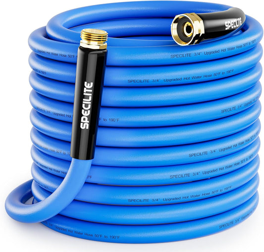 Hot/Cold Garden Water Hose 200 ftx 3/4 in, -50℉ To 190℉, Heavy Duty, Flexible, Burst 605 Psi, Lightweigh, Upgraded Rubber Pipe with 3/4" Brass Fittings For Backyard, Outdoor, Farm, Blue