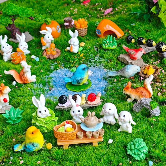 Kai Dream 39 Pcs Fairy Garden Kit - Rabbits and Carrots House,Bunnies Themed Mini Resin Figurines Indoor or Outdoor Decoration,Plant House or Patio Micro Landscapes Décor
