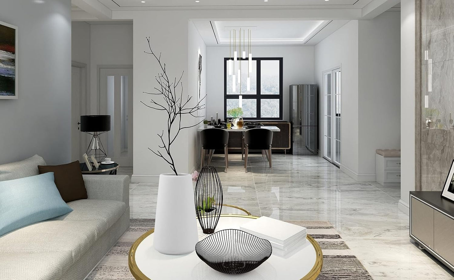 Simple Vase for Flowers Plants, Matte Vases for Modern Table Shelf Home Decor Wedding Boho Decor, 6" H Frosted Elegant Ceramic Vase for Pampas Grass Fluffy Stem Bouquet Lavender Flowers (White, 4)