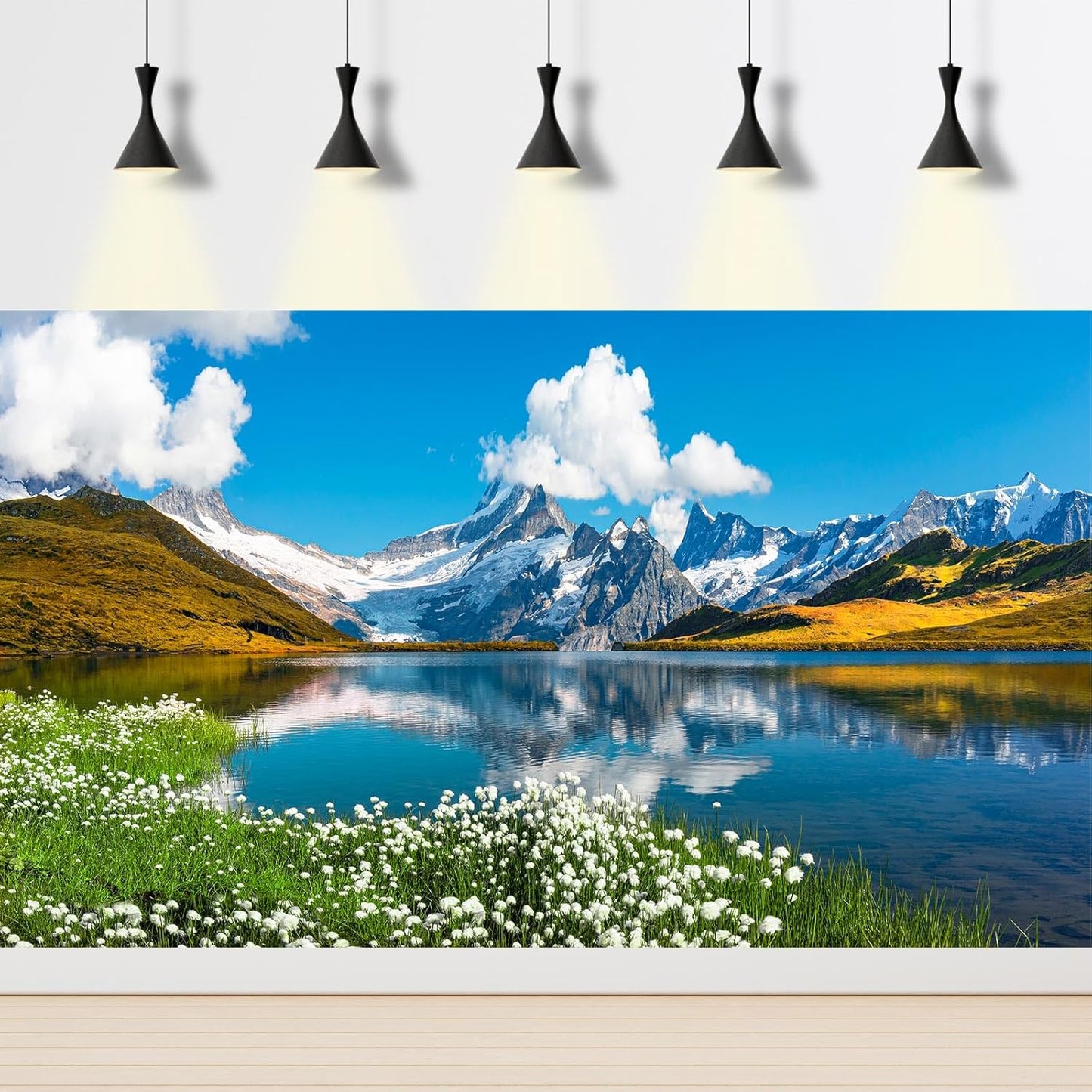 Mountains Lake Aquarium Background Bernese range View Fish Tank Background Switzerland Alps Grindelwald Valley Lake Terrarium Background Fantastic Natural Landscape Aquarium Fish Tank Decors 36x20in