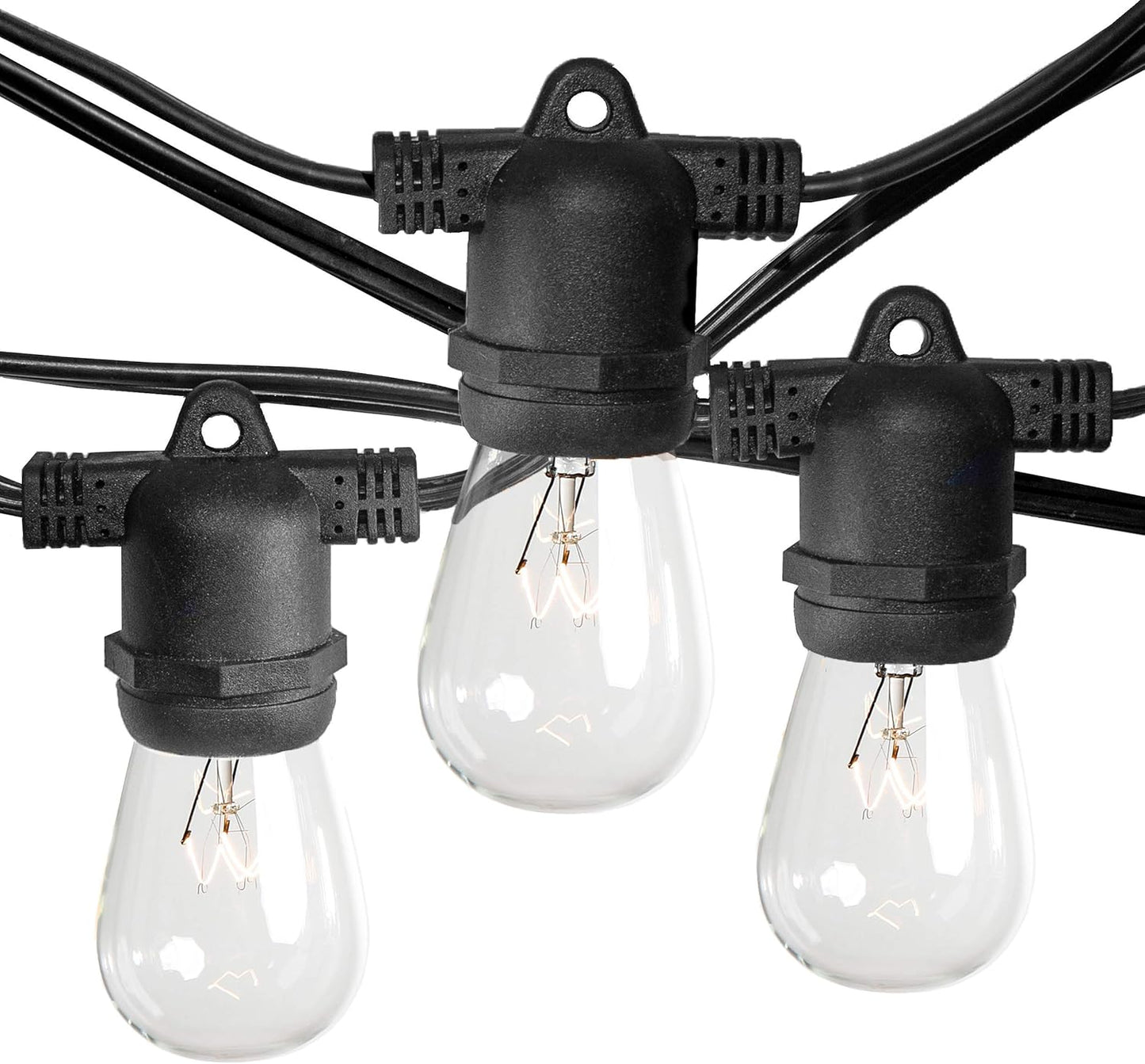 Hometown Evolution, Inc. Commercial E26 String Lights with 16 Gauge Wire (50 Foot 25 Socket, S14 11 Watt Clear Bulb)