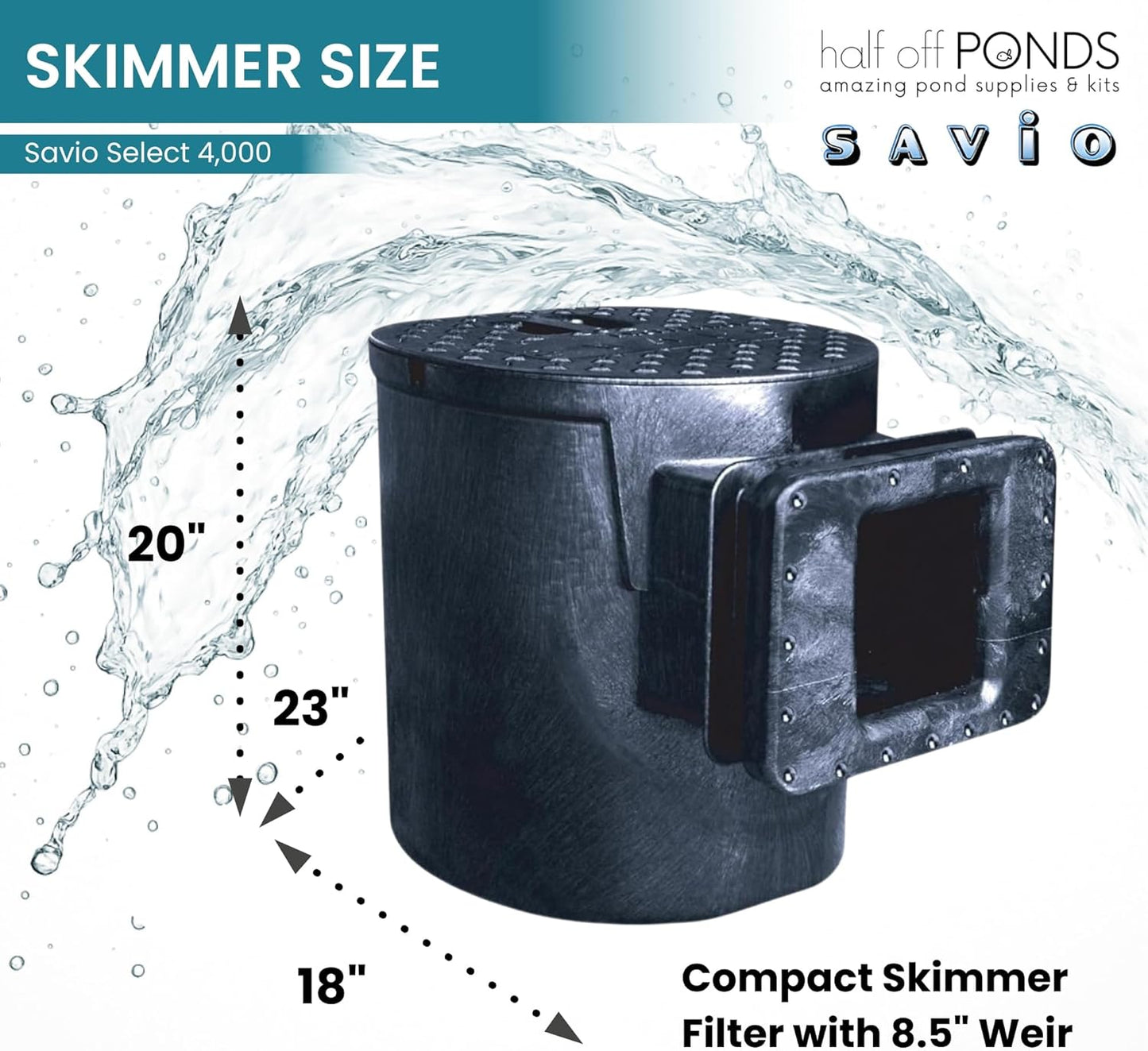 HALF OFF PONDS Savio Select 4,000 GPH Submersible Pump Pond Kit with 20' x 25' EPDM Rubber Pond Liner, UV Clarifier for Water Garden & Koi Pond