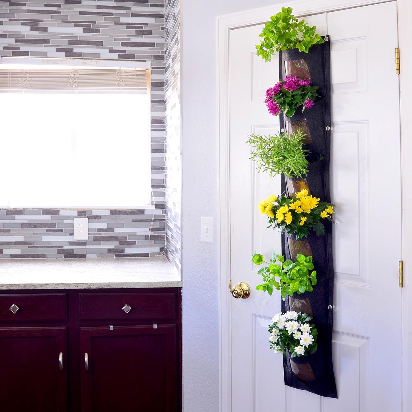 Hanging Planter Bags, Vertical Garden Planting Wall Gardening Grow Bag, 6 Pockets Large Wall Planter - Indoor Outdoor Plants Flowers Herbs, Waterproof Reusable