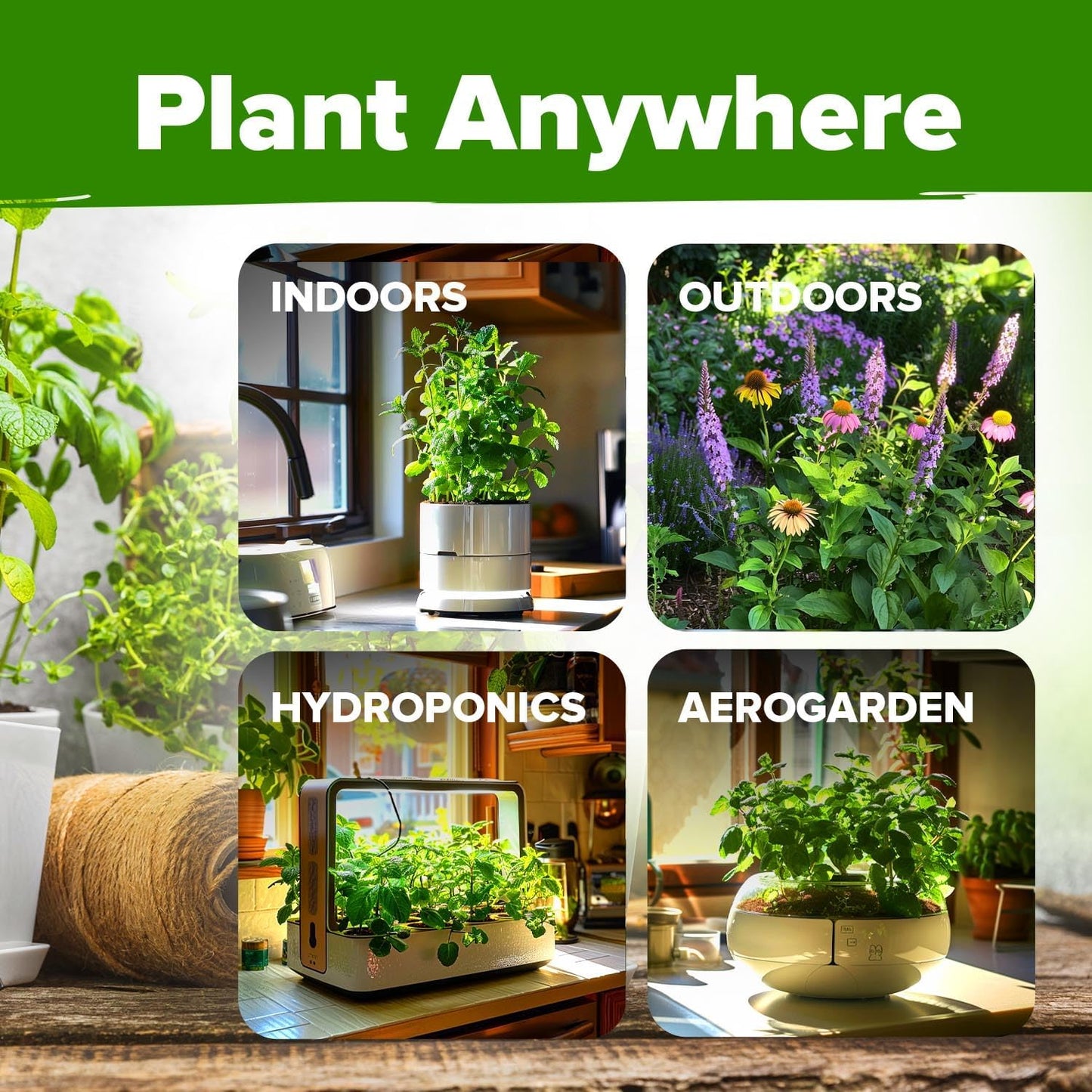 HOME GROWN Medicinal Herb Seeds Vault – 2,000+ Seeds, 6 𝗡𝗢𝗡-𝗚𝗠𝗢 𝗨𝗦𝗔 Heirloom Varieties for Indoor & Outdoor Garden – Lavender, Chamomile,Mint,Lemon Balm,Peppermint,Echinacea +Garden Markers