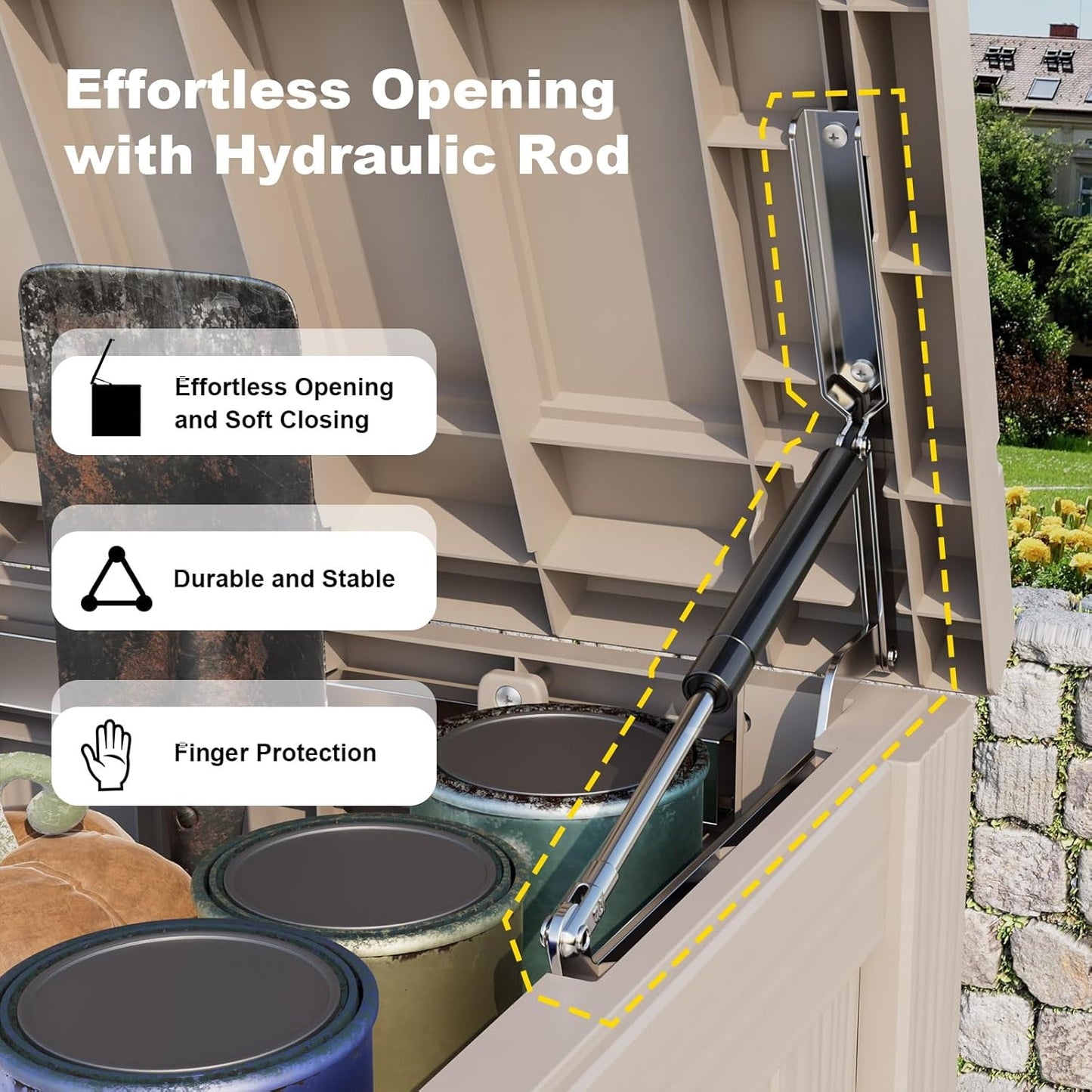 150 Gallon Resin Outdoor Deck Box Waterproof Patio Furniture, Garden Tools, Cushions, Pool Accessories Outside Storage Box (150 Gallon,Grey)