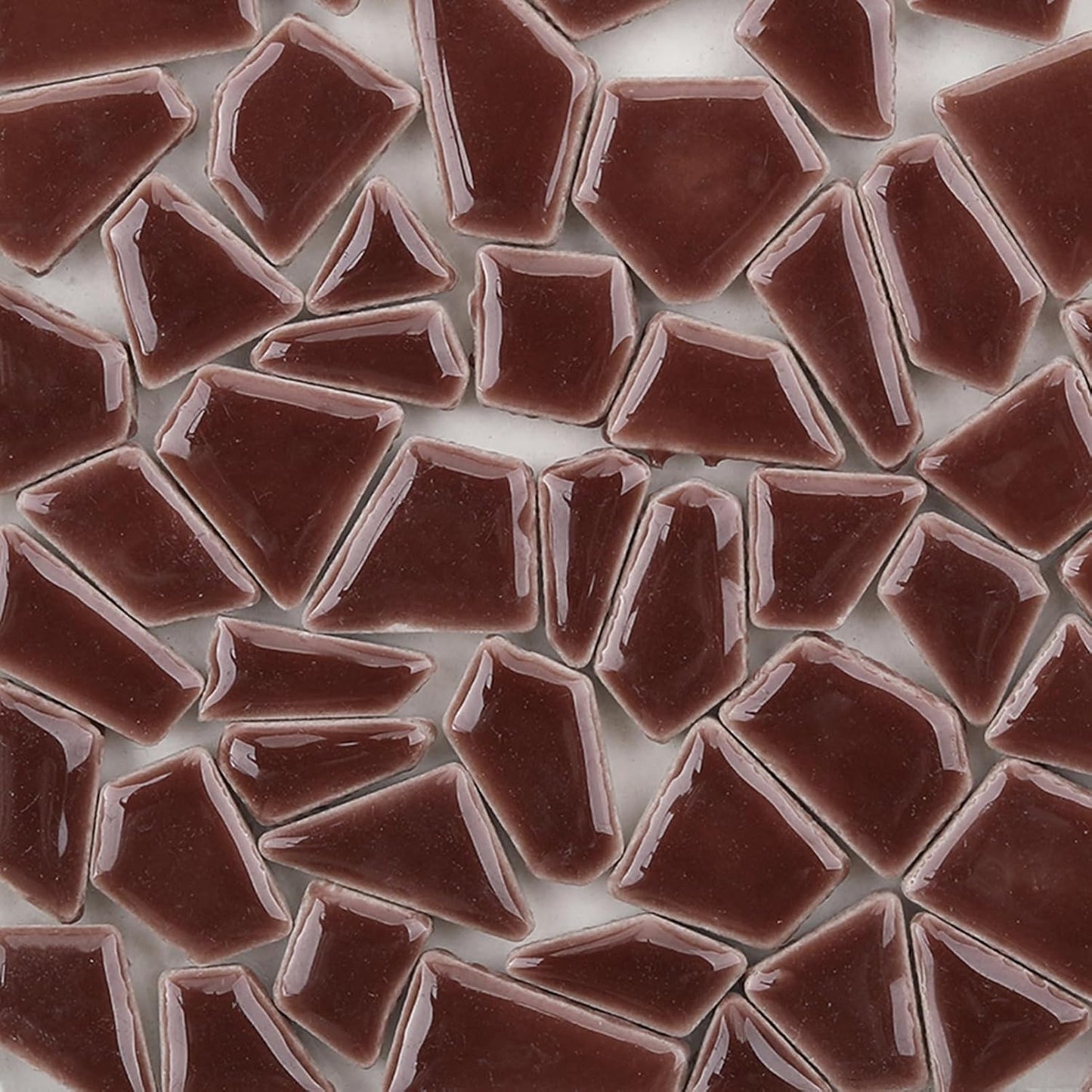 Mosaic Tiles Triangles Trapezoids Polygons Ceramic Crystal Mosaic Glass Tile for Crafts Bulk DIY Picture Frames Handmade Jewelry Coasters Art Material Decoration,Irregular Size, 200g (Brown)