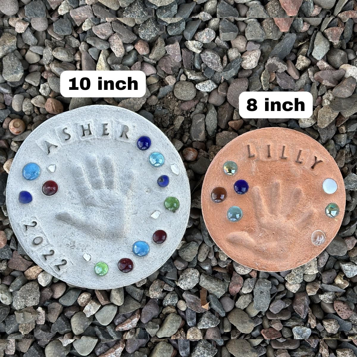 DIY Stepping Stone Kit with Color Pigment, Handprint Stepping Stone, Mother's Day Gift, Footprint Stepping Stone (10 Inch, Orange)