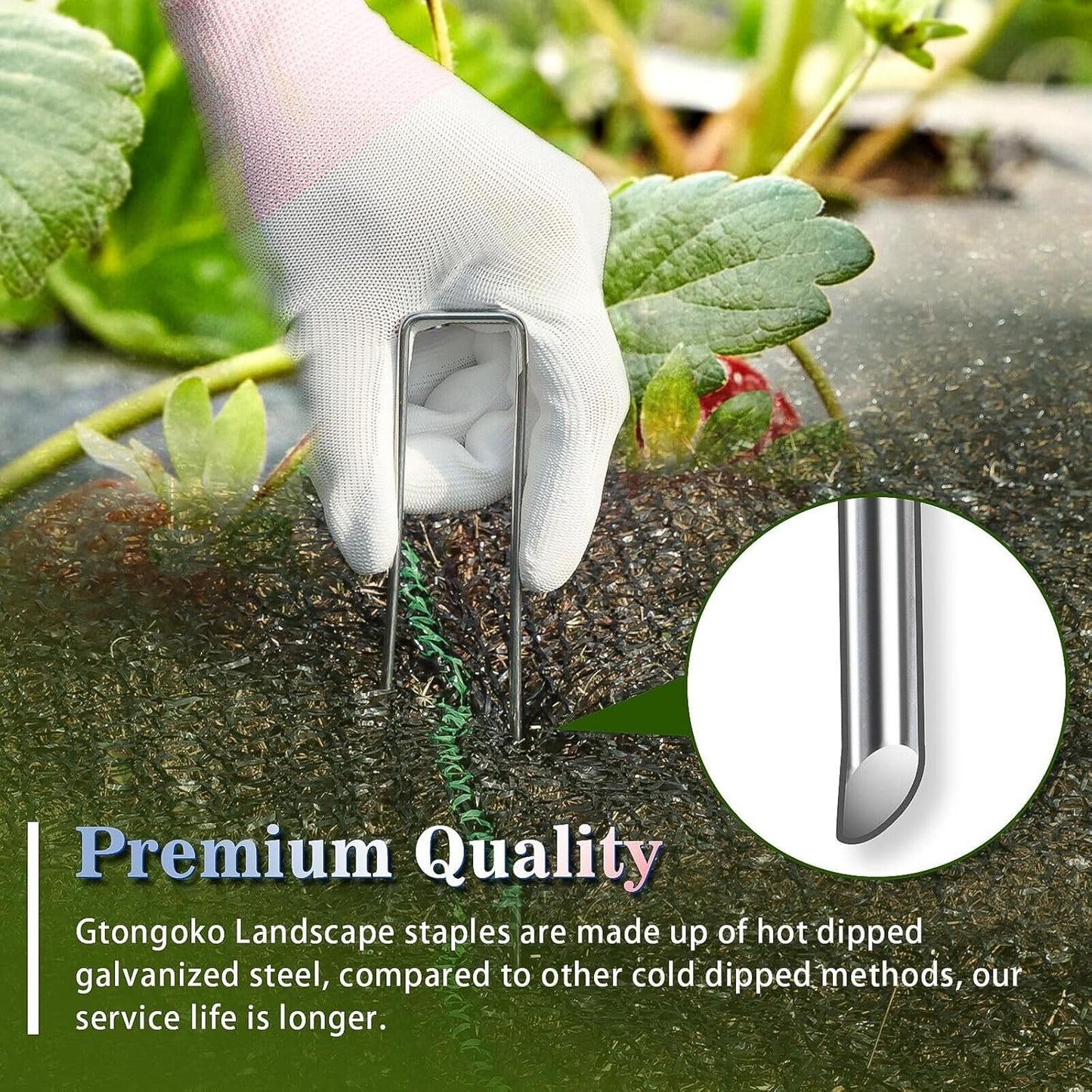 Gtongoko 120 Pack Galvanized Landscape Staples Garden Plant Cover Stakes 10 Inch 11 Gauge SOD Staples Ground Fence Stakes for Landscaping Securing Weed Barrier Fabric