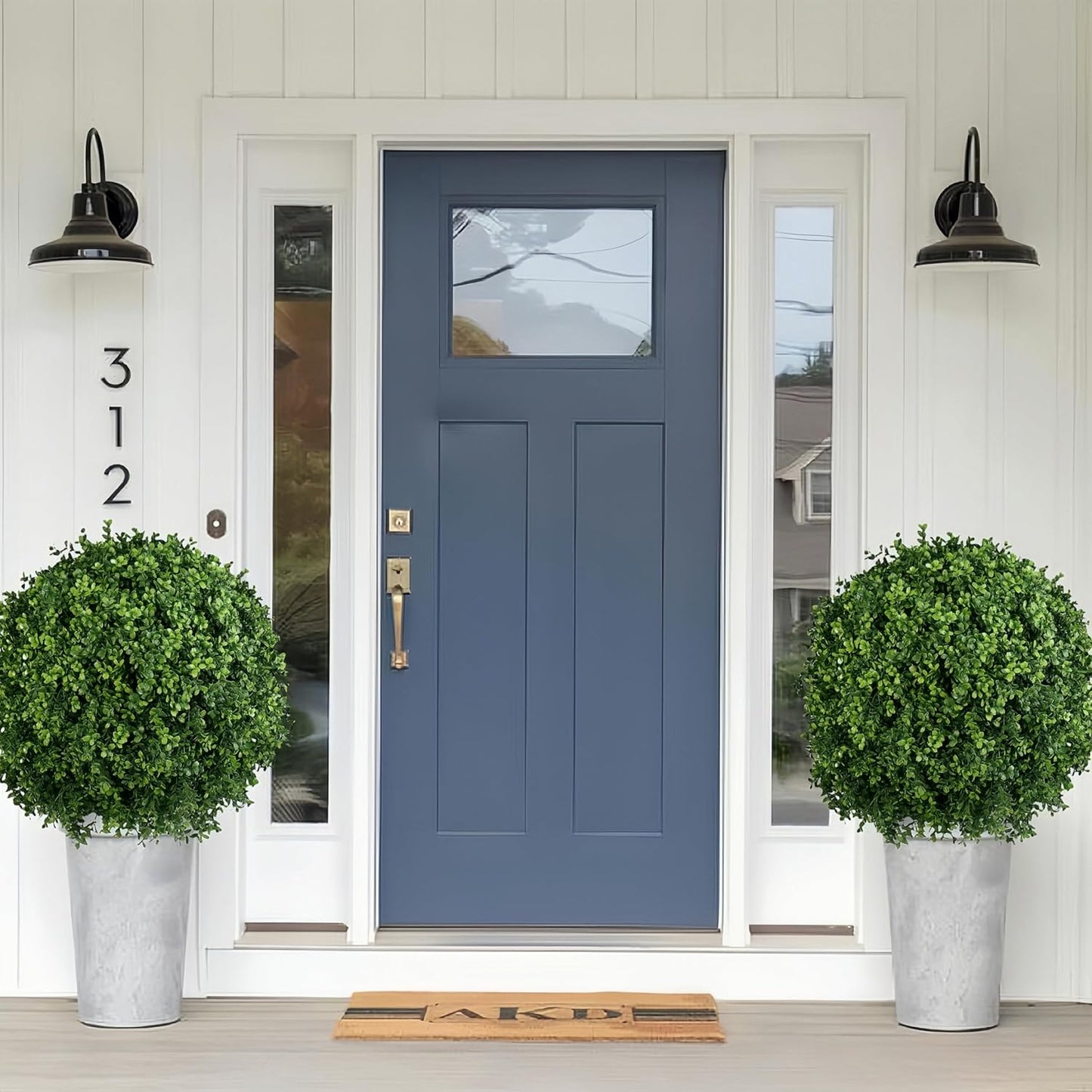 QIANYUN Artificial Plants Outdoor-14Inch Fake Plants Faux Boxwood Plants Outdoor- UV Resistant Shrub for Outdoor/Indoor Decor, Perfect for Porch, Garden, and Backyard