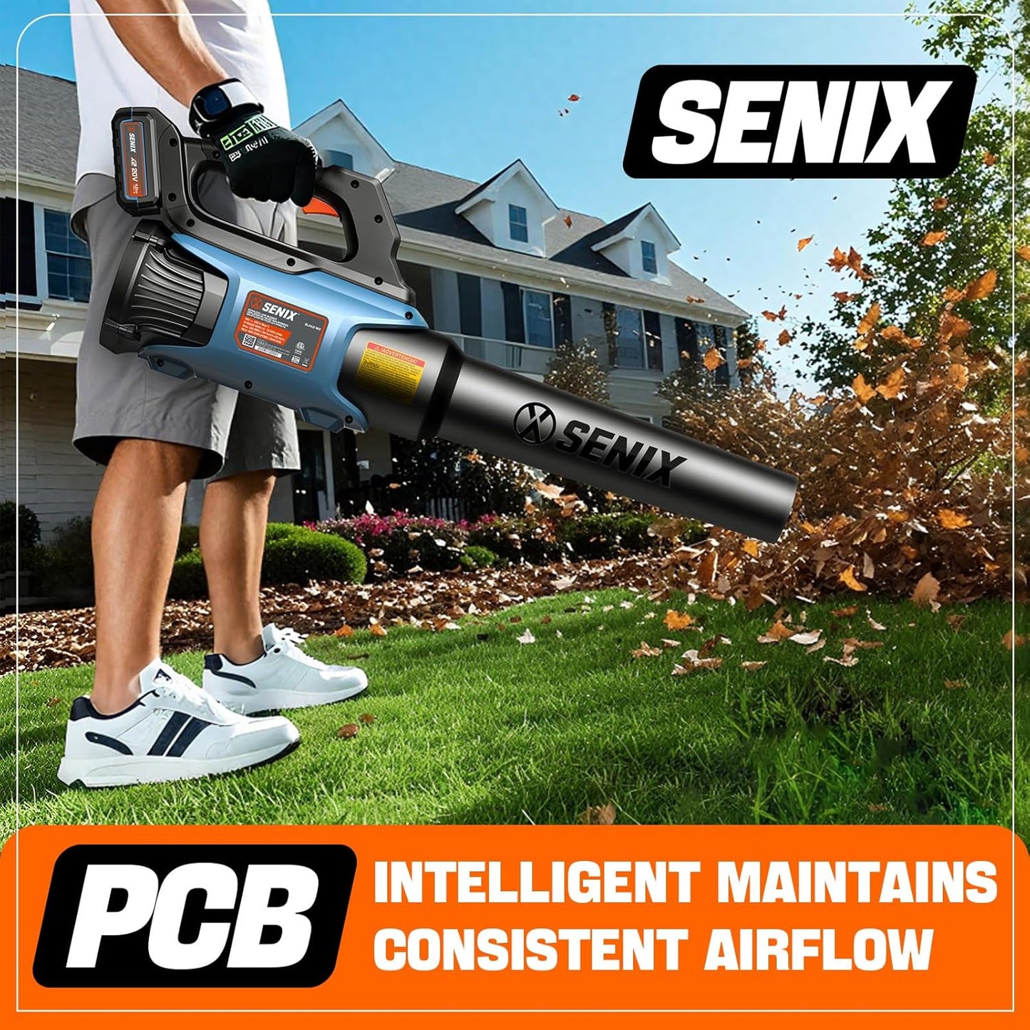 SENIX 20V Max Leaf Blower, Cordless, Brushless, Handheld, Up to 350 CFM and 80 MPH, 2 Speed Mode, Cruise Control, Lightweight, Tool Only, Battery and Charger Not Included(BLAX2-M-0)