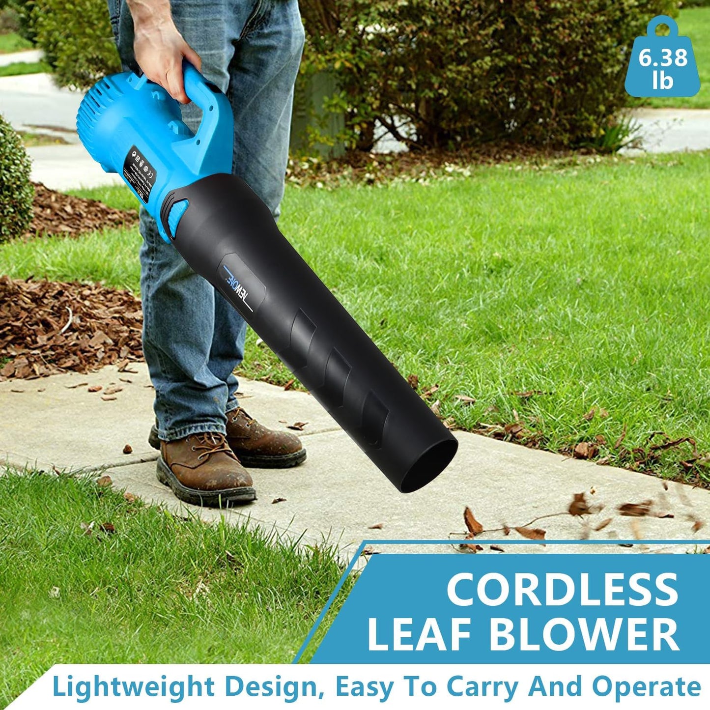 NEWONE Leaf Blower Cordless Hand Electric Leaf Blower/Leaf Vacuum,20V 5 Speed Lightweight Sweeper Vacuum with 2 Battery and Charger,Portable for Lawn Care/Dust/Pet Hair/Dust/Trash