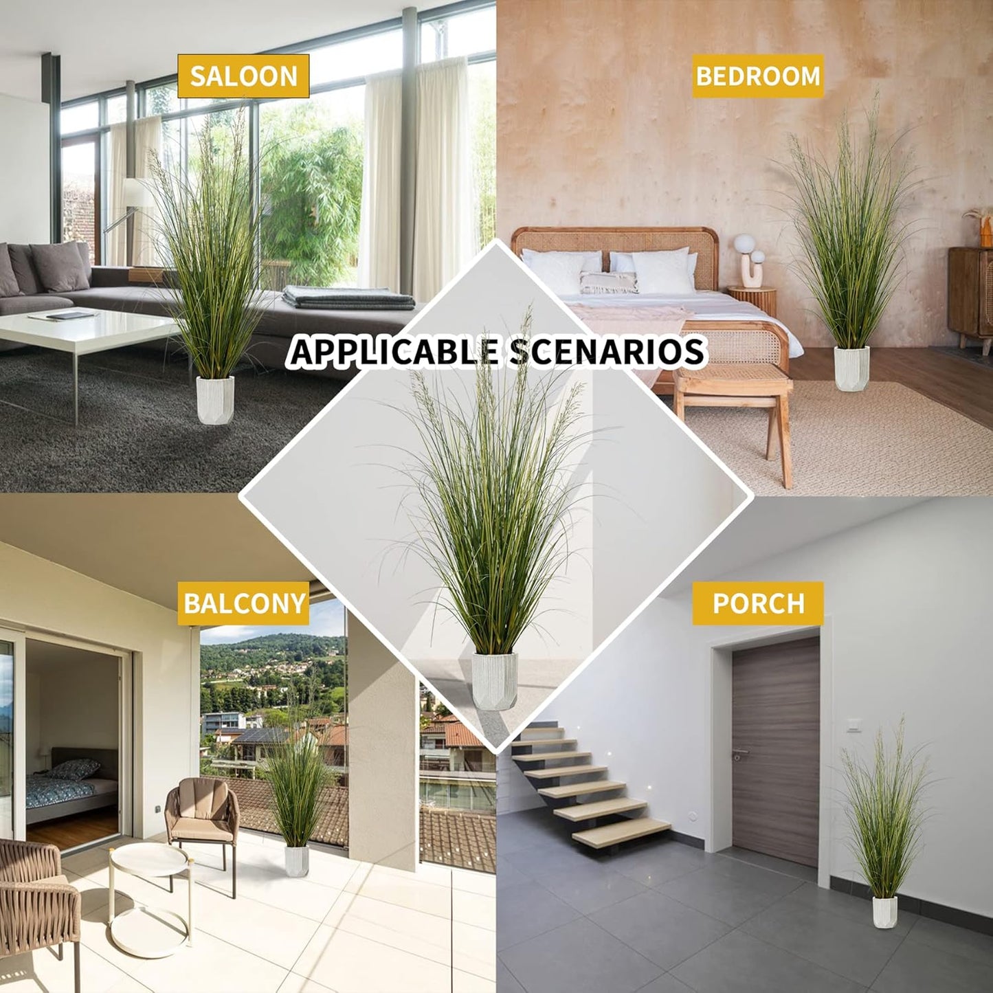 Artificial Plant 5ft Tall Artificial Grass Plant,Faux Plants Indoor Home Decorative Artificial Plants & Flowers in Pot Fake Plant, House Plant Indoor