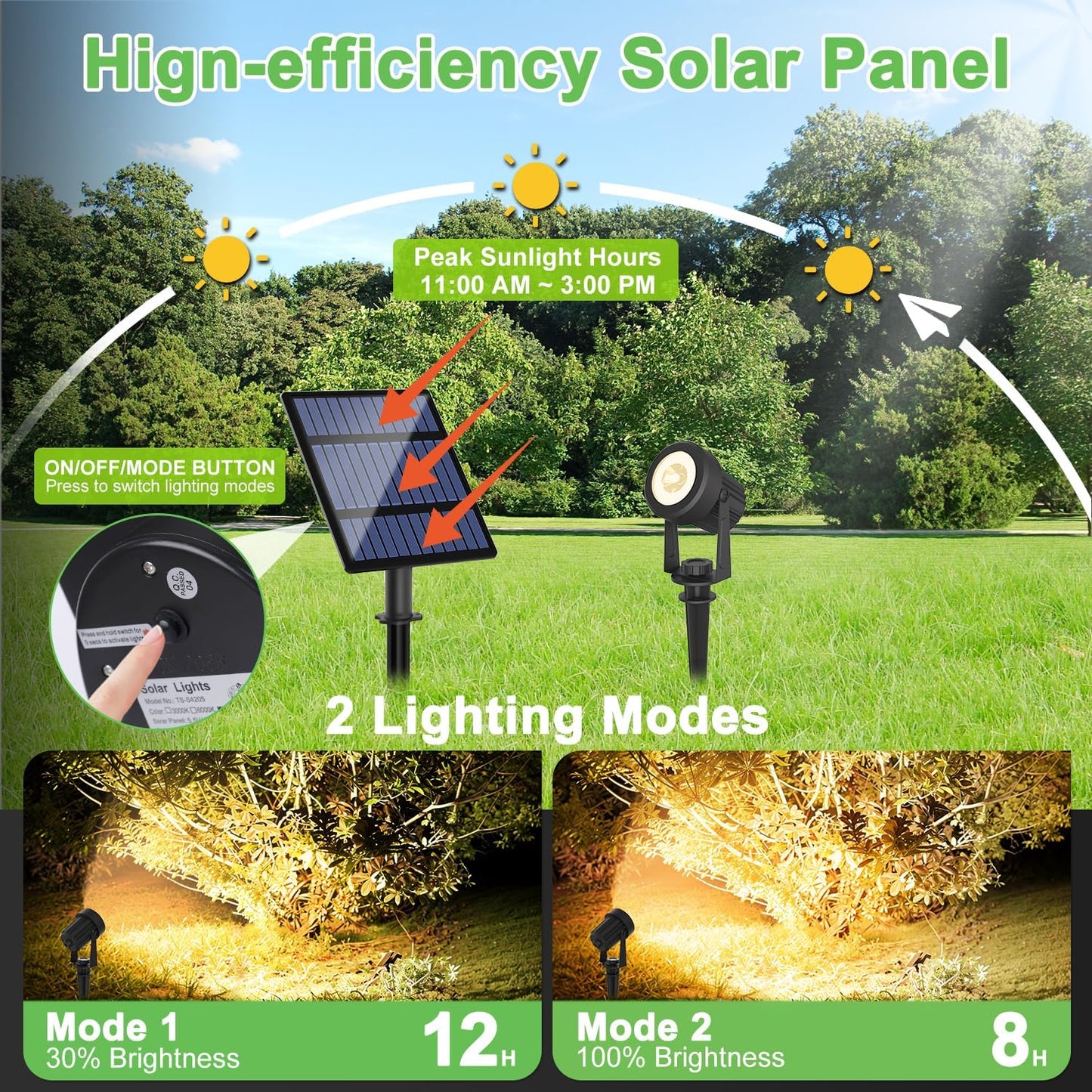 Solar Spotlights Outdoor 4Pack Warm White Landscape Lights IP65 Waterproof Solar Lights Plant Decorative Lighting for Garden Yard Path Lawn