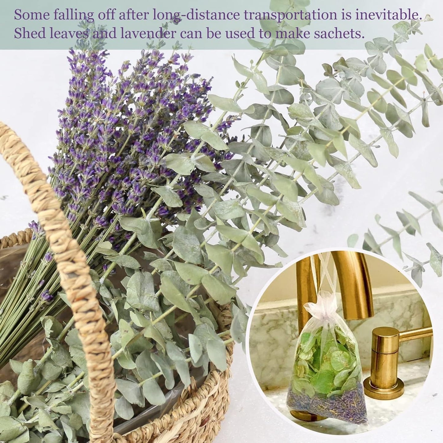 Glicrili 68 PCS Dried Eucalyptus Stems & Lavender Flowers Bundle for Shower,17'' Natural Real Live Eucalyptus Leaves & Aromatic Lavender Shower Plant, Mother's Day, Home Decoration,Fragrance