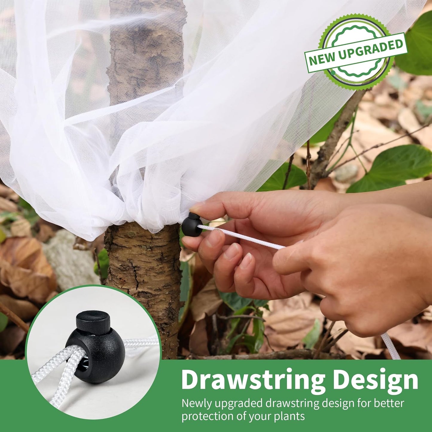 Garden Mesh Netting with Drawstring,Plants Cover Protection from Anti Birds,Bugs,Cicadas,and Insects-Pest Barrier Bag for Blueberry Bushes,Citrus,Tomatoes,Vegetables,Fruit Tree and Orange