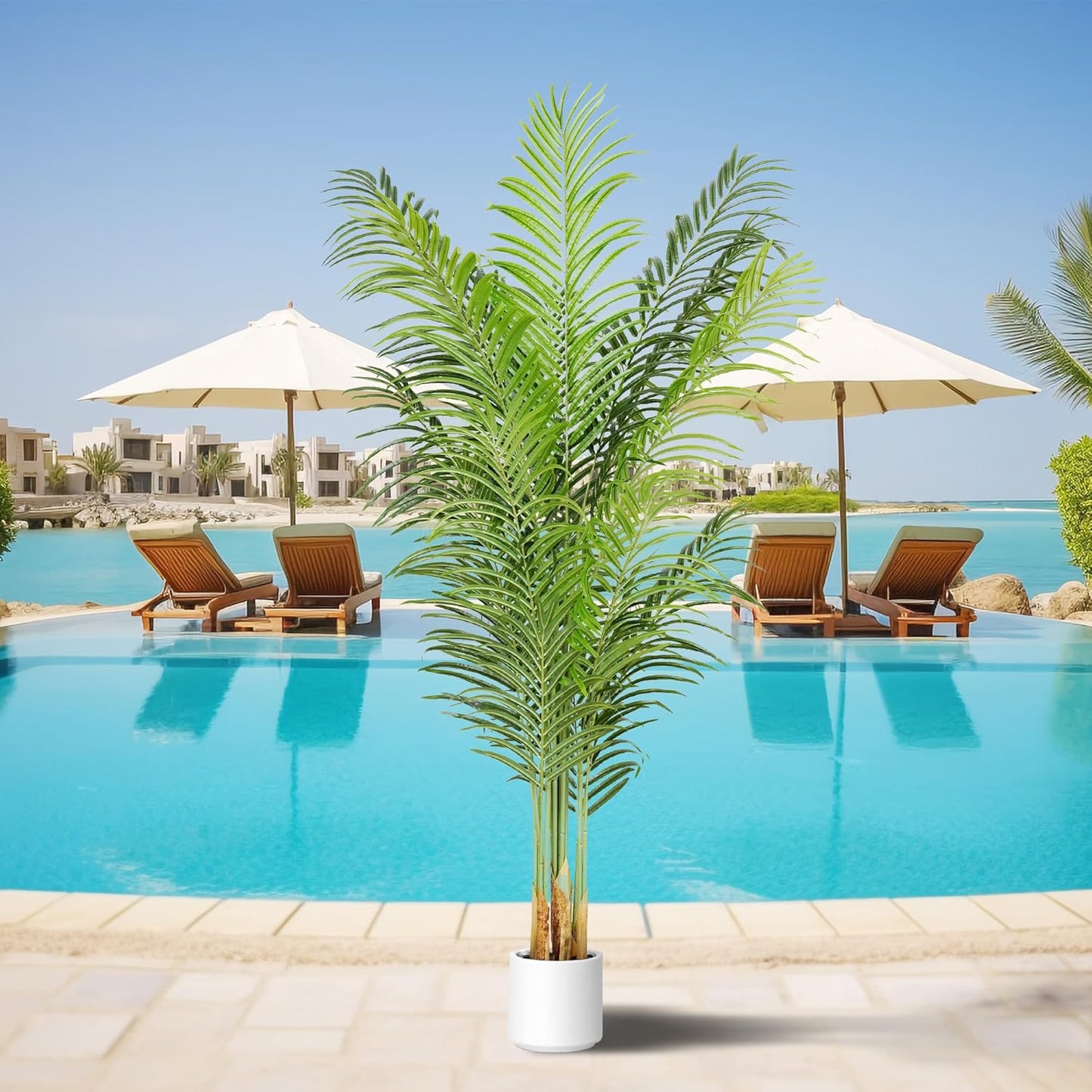 Artificial Palm Tree for Home Decor Indoor 6Ft Large Tall Fake Plants Faux Tropical Areca Palm Silk Floor Plant in Pot Living Room Office Garden Decoration Housewarming Gift (2, 6 Feet)