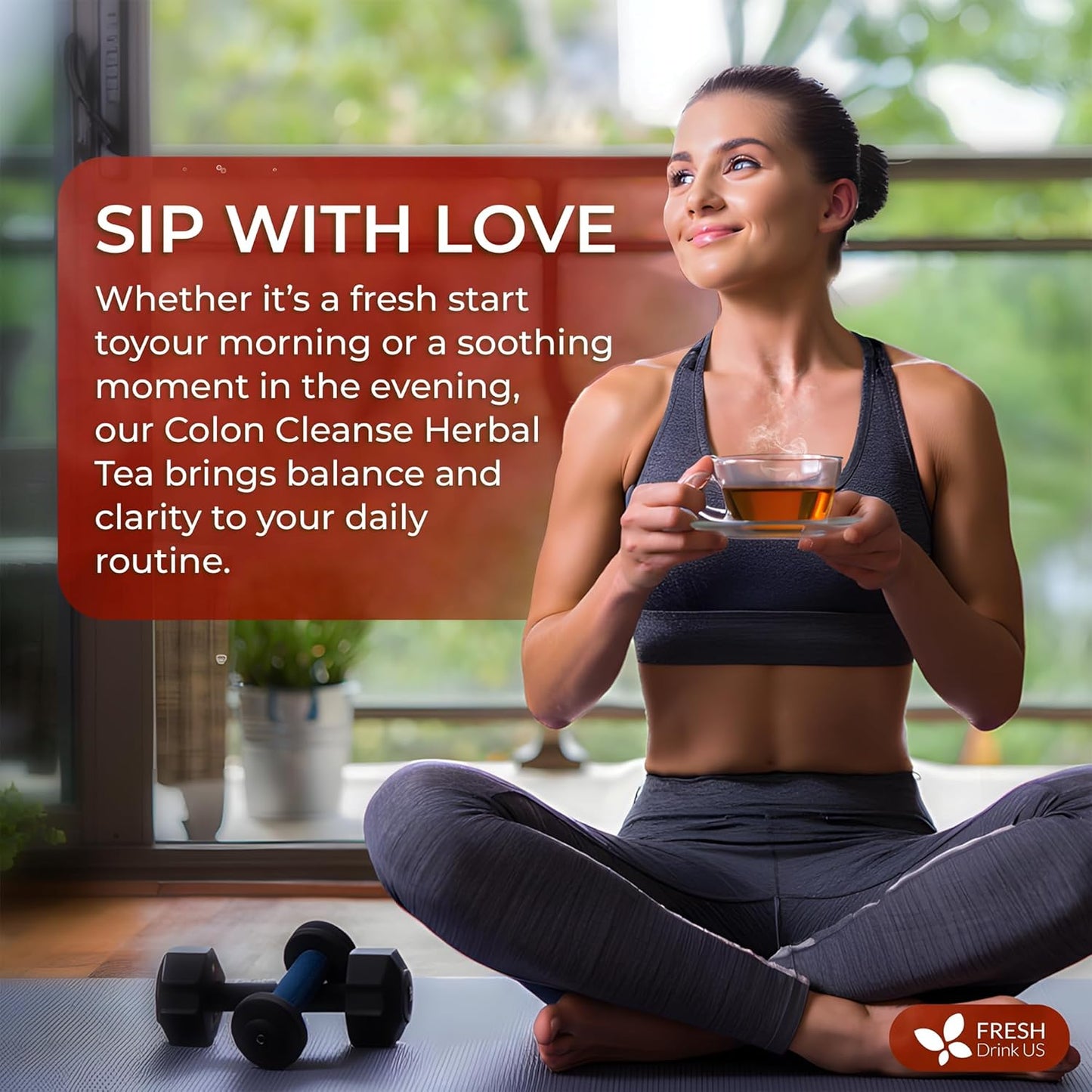 FreshDrinkUS, Premium Colon Cleanse Tea – 60 Tea Bags – Rhubarb Root & Hawthorn Berry with Senna, Lotus Leaf, Valerian Root & Psyllium Husk – Herbal Blend, Caffeine-Free. Vegan