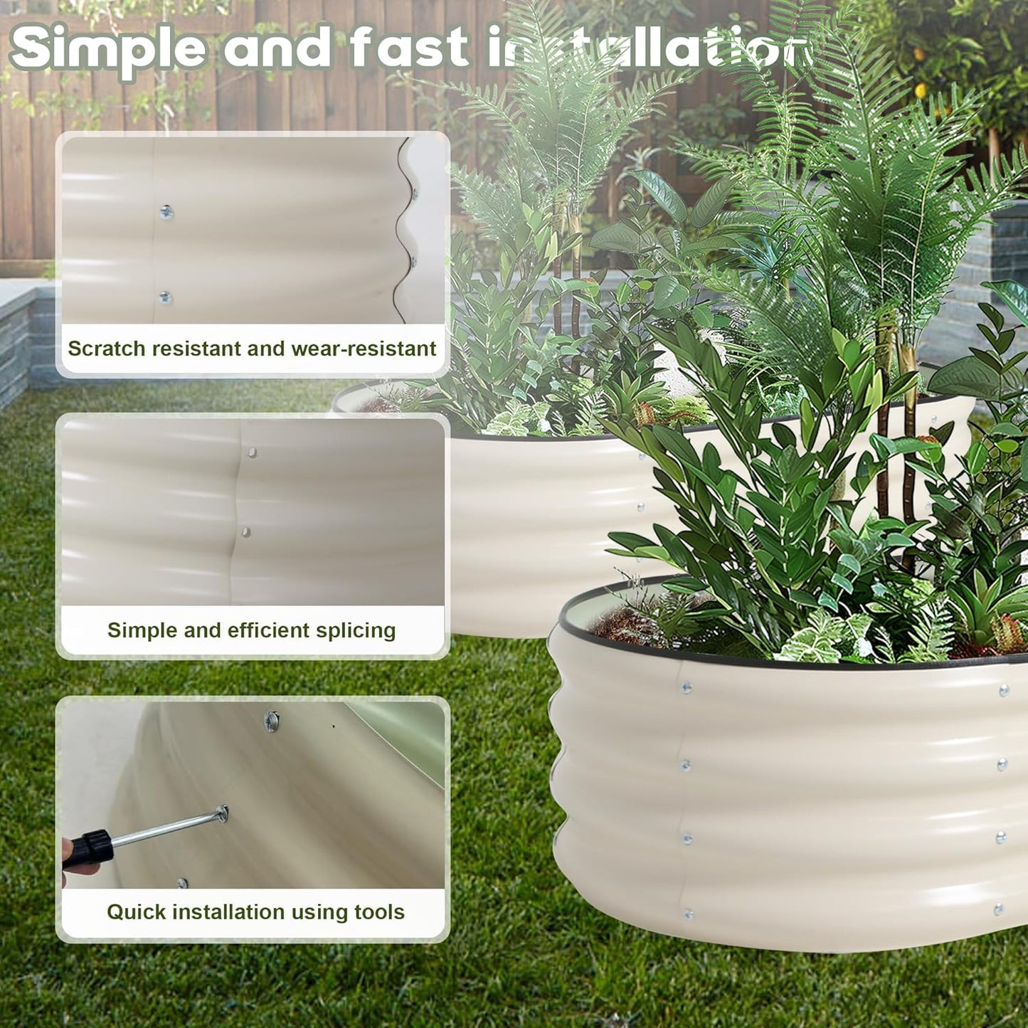 Galvanized Raised Garden Bed Kit Outdoor Metal Garden Planter Box for Backyard Gardening, Planting Vegetables, and Patio (47.2"x23.6"x11.8")