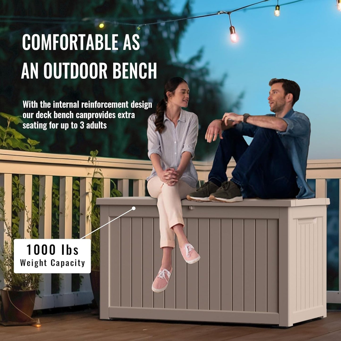 DRATO 230 Gallon Deck Box, Waterproof Resin Large Outdoor Storgae Box for Patio Furniture, Patio Cushions, Gardening Tools, Pool and Sports Supplies, Lockable