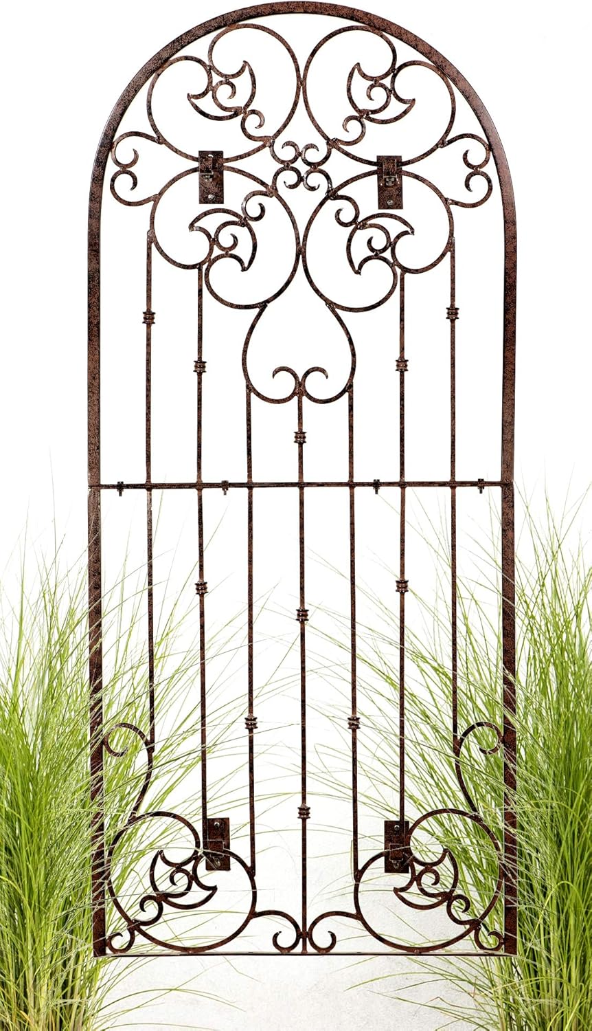 H Potter Wall Trellis Indoor Outdoor Wrought Iron Heavy Scroll Metal Decoration Large with Set of 4 Mounting Brackets